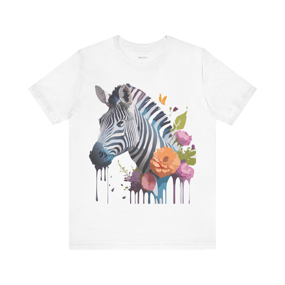 Zebra Graphic Unisex Cotton Bella+Canvas Tee with Art Animal Design e76