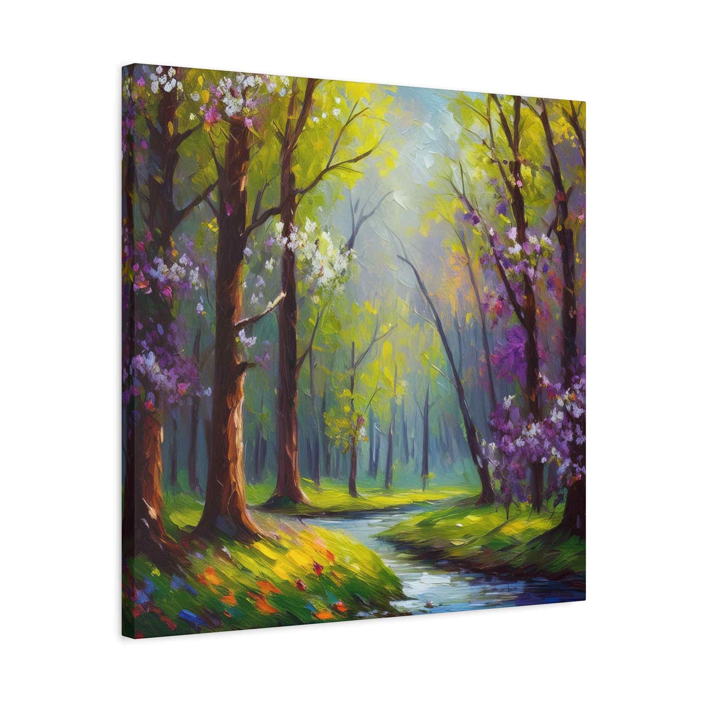 Spring Forest Print Canvas, Oil Paint Print 20x20, 24x24, 30x30, 32x32, 36x36 Art Design Print Pine-Wood Inner Frame MC-97