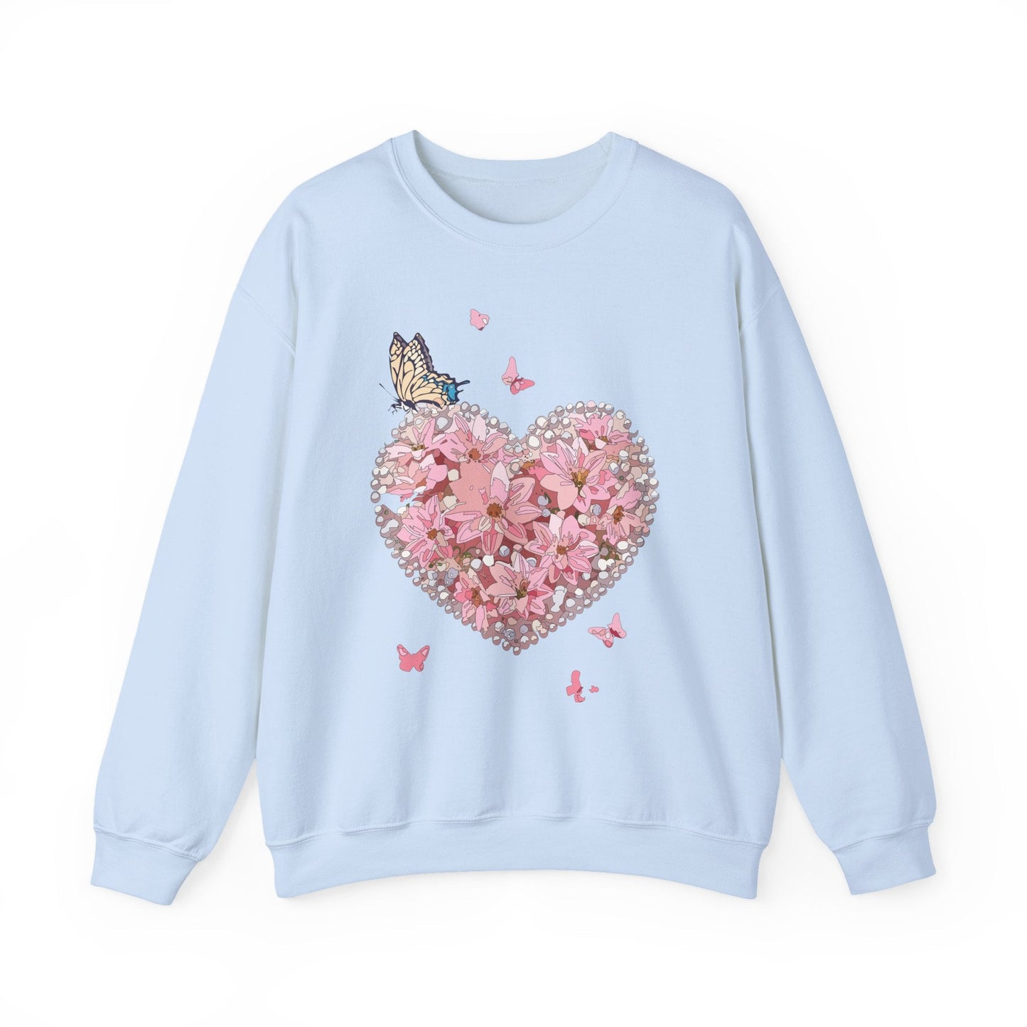 Unisex Floral Heart Sweatshirt with Love Floral Design for Valentines Day Gift Idea