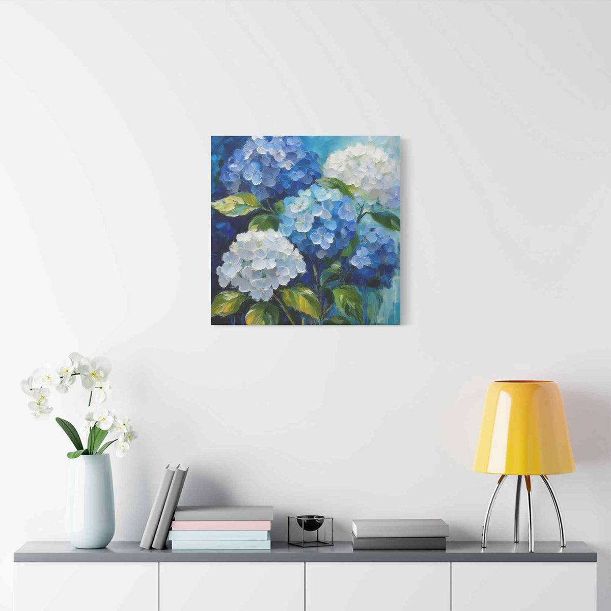 Hydrangeas Print Canvas, Flowers Oil Paint Print 20x20, 24x24, 30x30, 32x32, 36x36, Floral Art Design Print Non-Frame MC-32