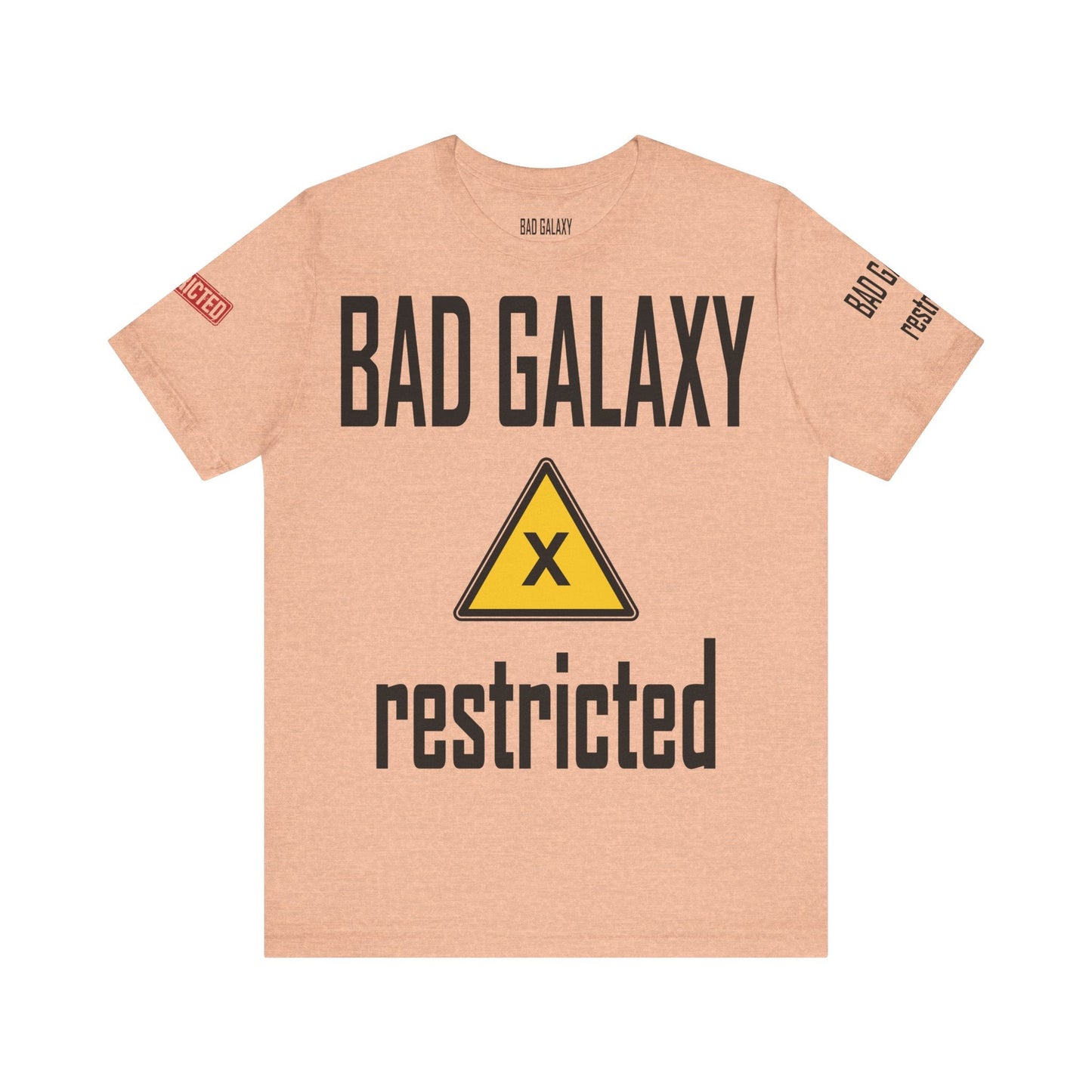 Tee Shirt With Red Stamp From Bad Galaxy Eco Friendly 100 Percent Cotton Printed In USA