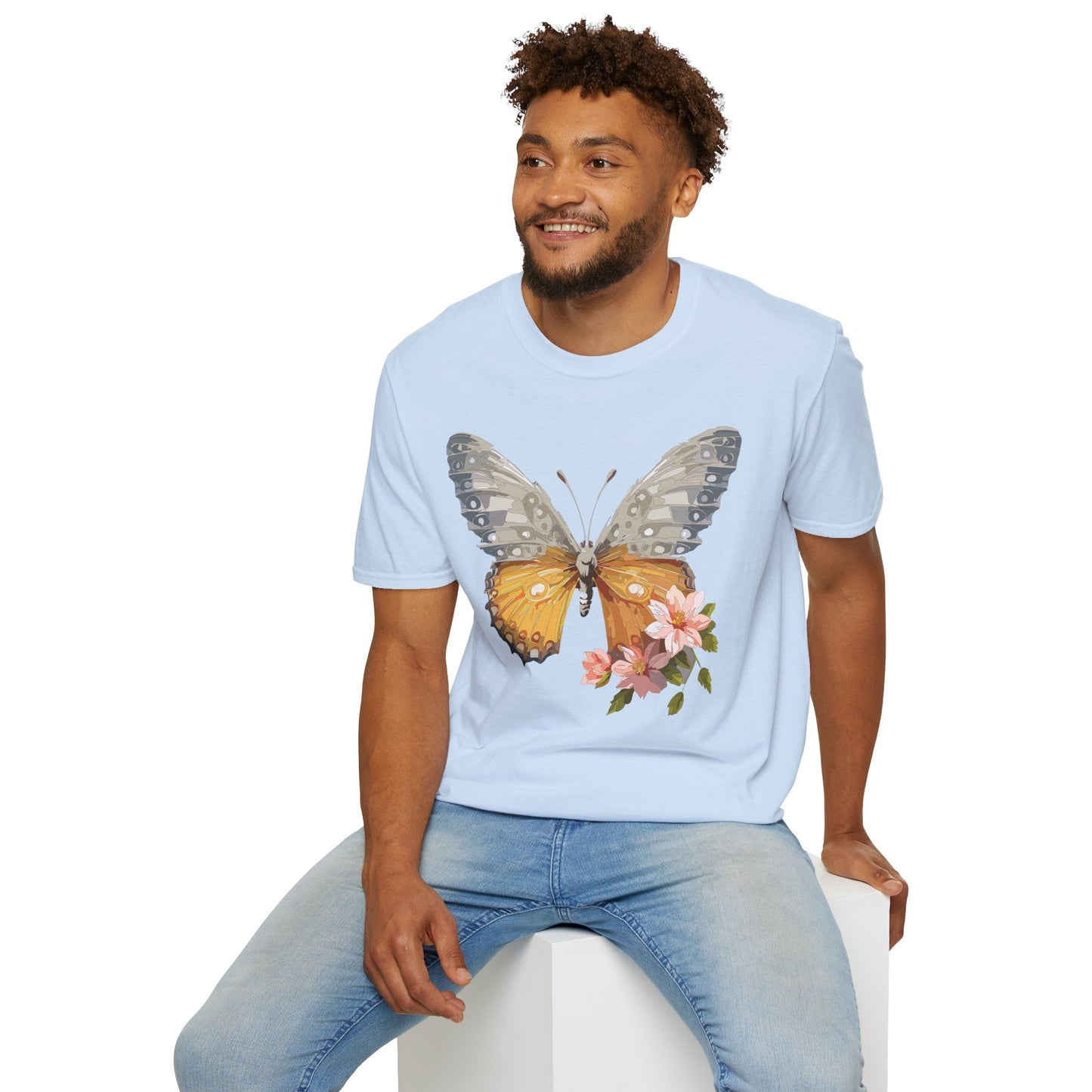 Unisex Butterfly T Shirt Monarch Print Softstyle Cotton Tee Gildan 64000 Lightweight Comfort