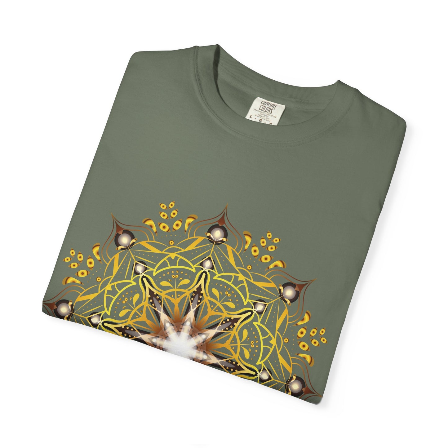 Unisex Garment Dyed Cotton T-Shirt with Mandala Graphic Design