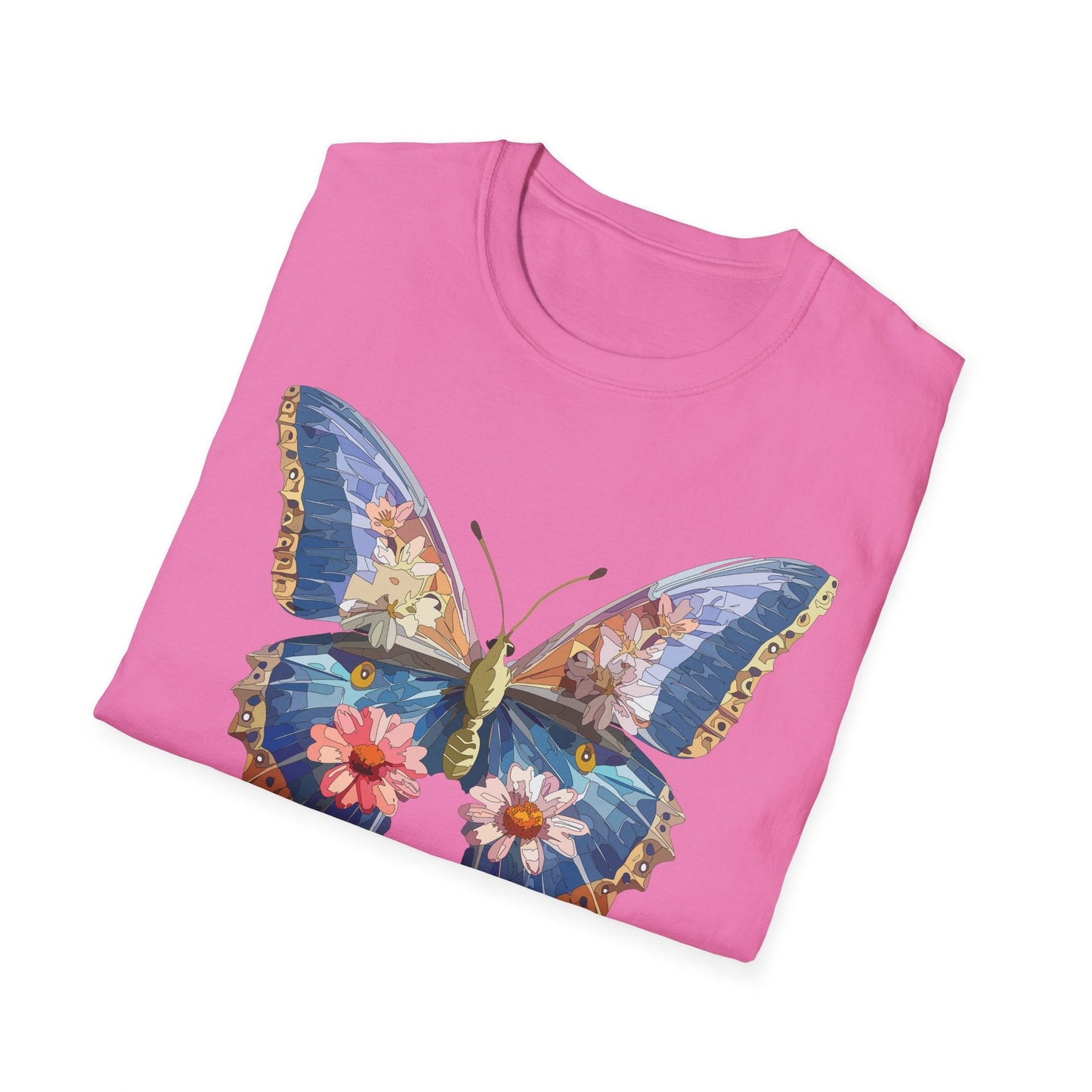 Butterfly T Shirt Unisex Softstyle 64000 Gildan Monarch Design 100 Percent Ring Spun Cotton Tee
