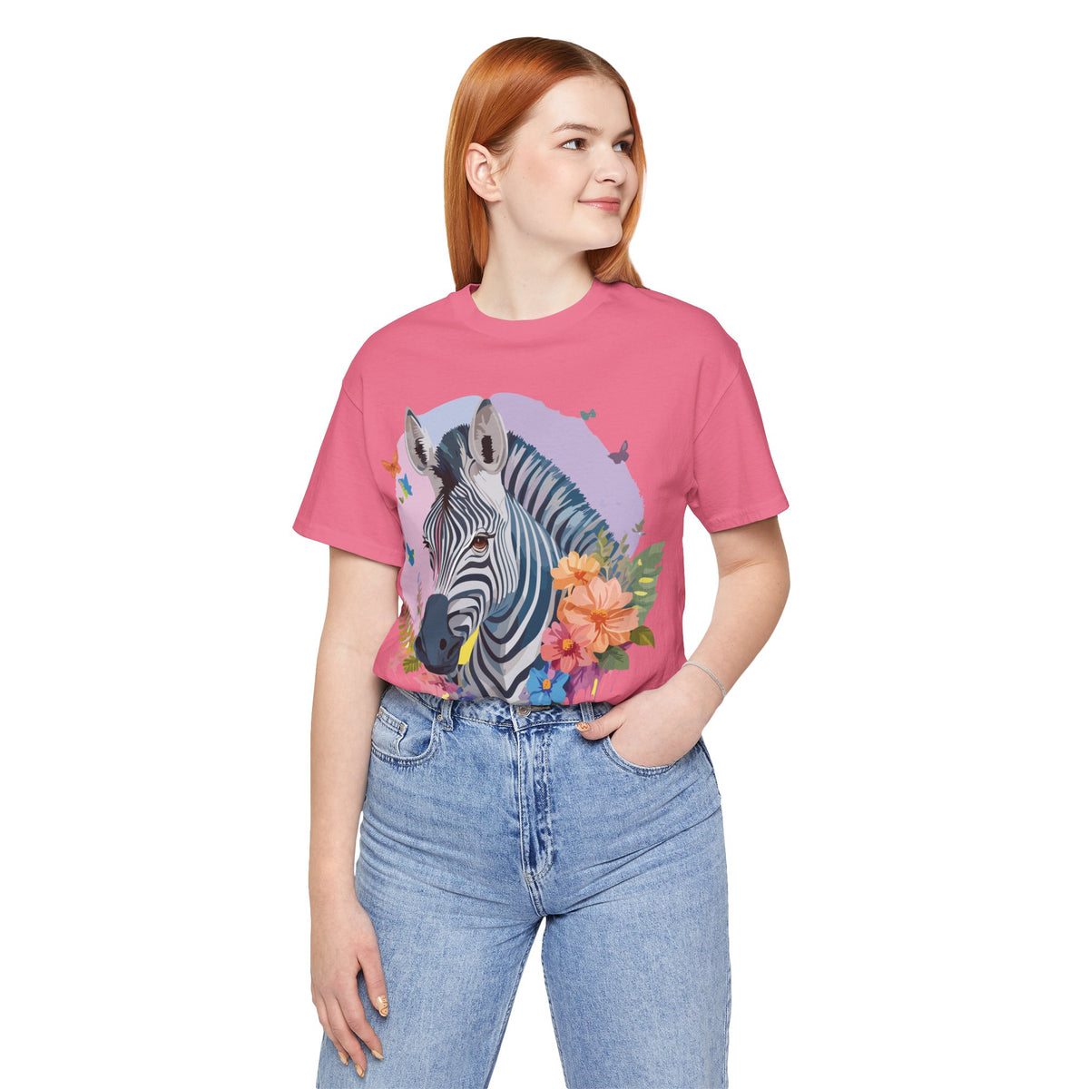 Zebra Graphic Unisex Cotton Bella+Canvas Tee with Art Animal Design e78