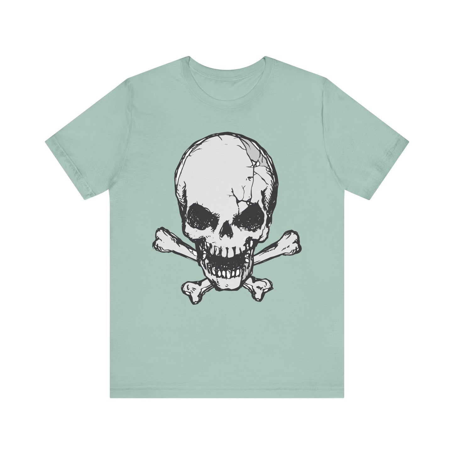 Grey Skull Graphic Design Tee, Skull Shirt, Vintage Tees, Art Design T-Shirt, Vintage Graphic Tee, Art Shirts with Skulls