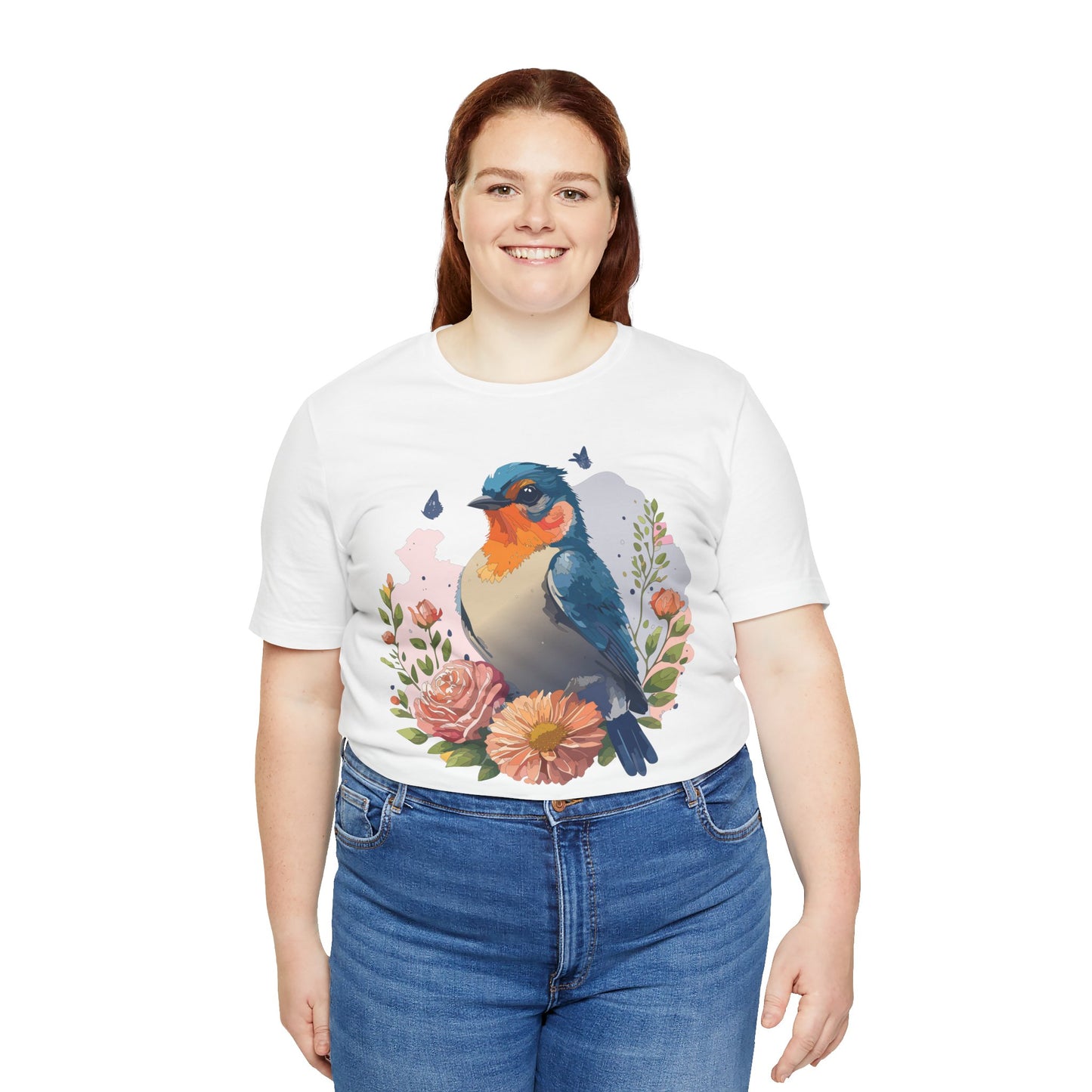 Floral Bird Tee, Animal Shirt, Bird Shirt, Floral Tee, Flower T-shirt, T-Shirt with Animal