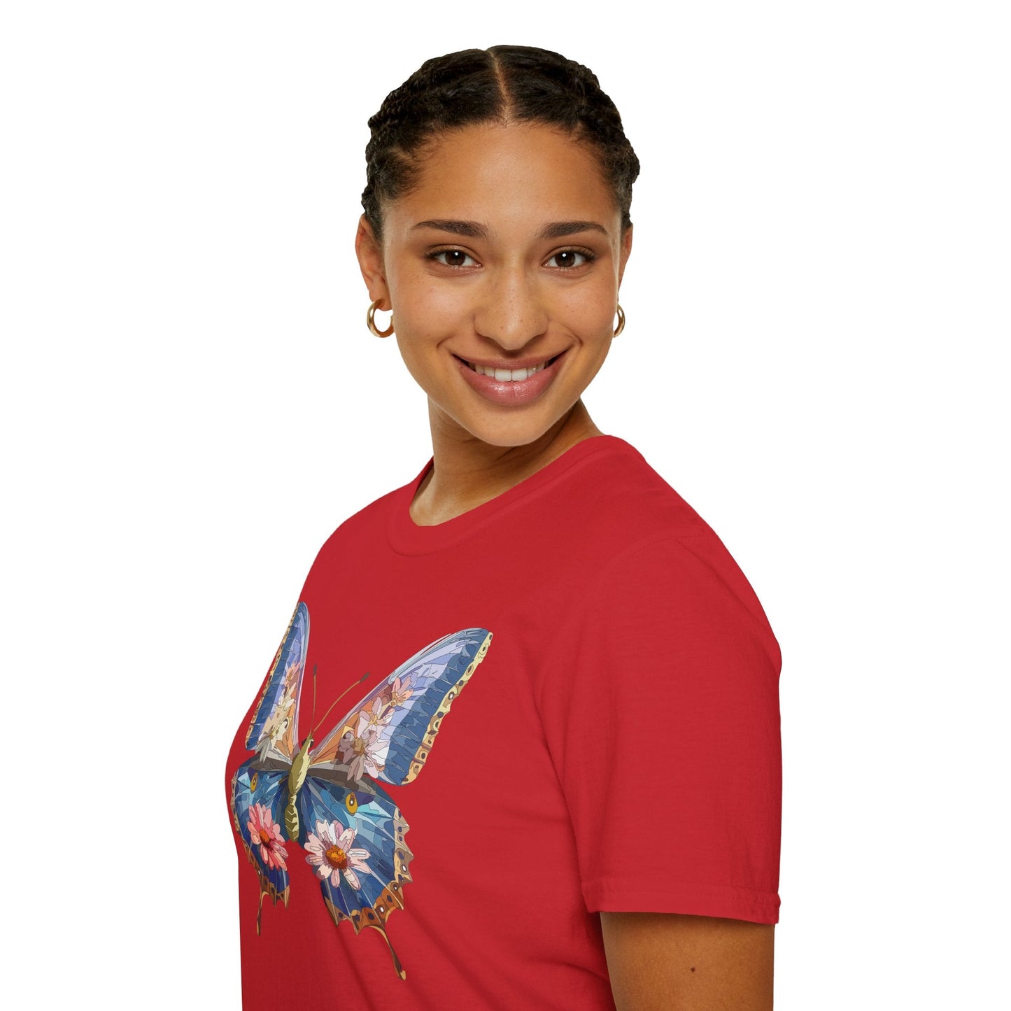 Butterfly T Shirt Unisex Softstyle 64000 Gildan Monarch Design 100 Percent Ring Spun Cotton Tee