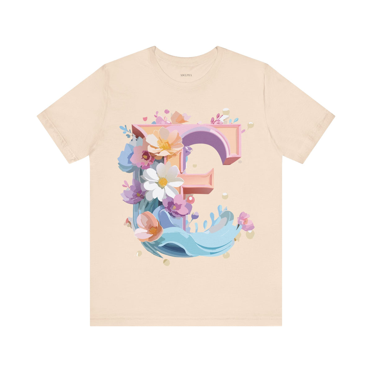 Letter E Graphic Unisex Cotton Bella+Canvas Tee with Art Letter Design