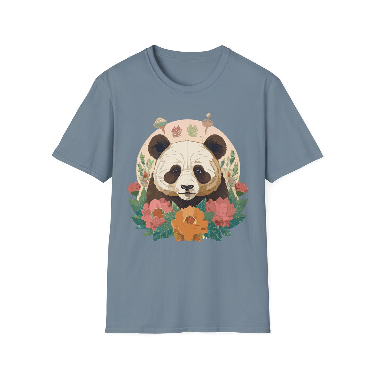 Floral Panda Illustration T-Shirt | Cute Botanical Bear Tee