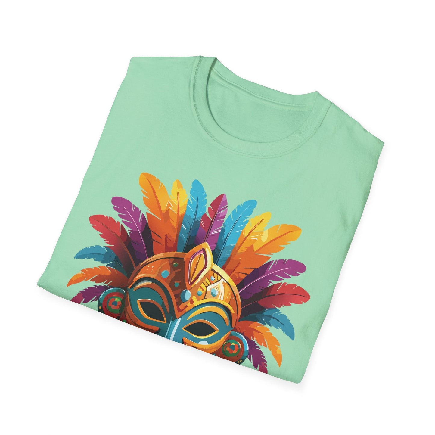 Unisex Gildan Mask T Shirt Softstyle 64000 With Art Design Lightweight Cotton Tee