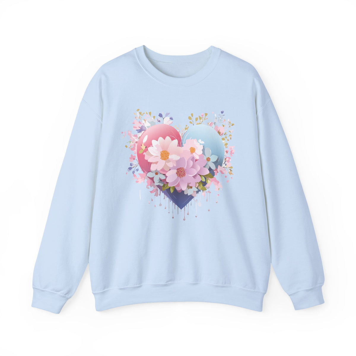Floral Heart Love Graphic Valentine's Day Sweatshirt Unisex 50/50 Cotton-Poly Sweatshirt w27