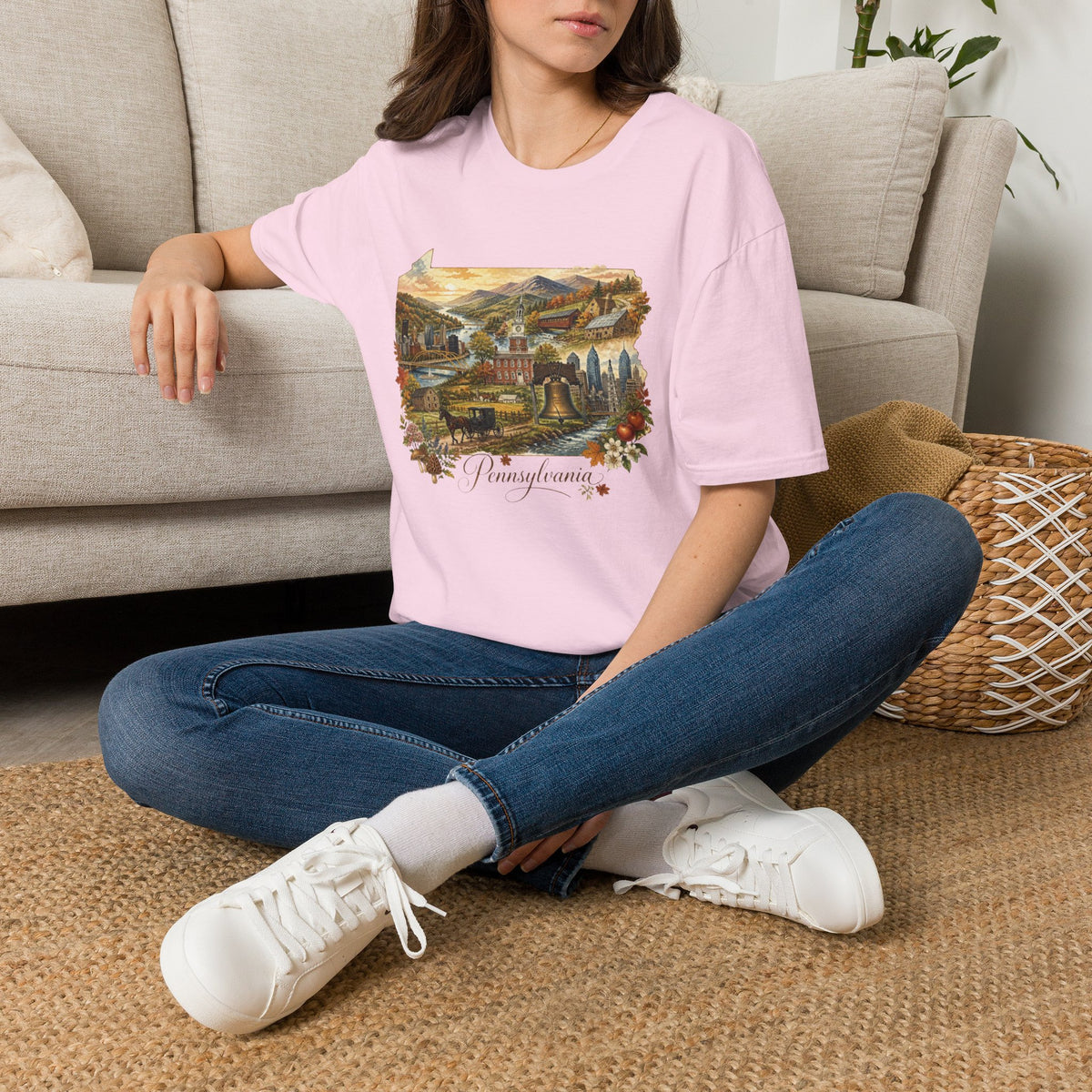 Pennsylvania State Travel Tourist Graphic Design Unisex 100 Cotton Gildan T-Shirt
