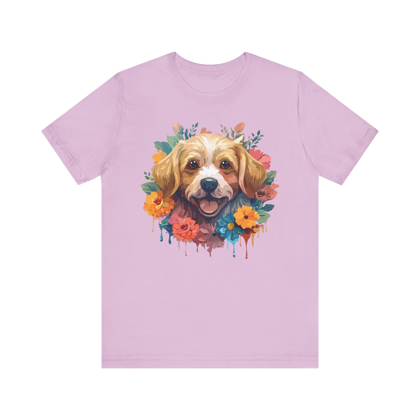 Floral Dog Tee, Animal Shirt, Dog Shirt, Floral Tee, Flower T-shirt, T-Shirt with Animal, Summer Top with Art Design