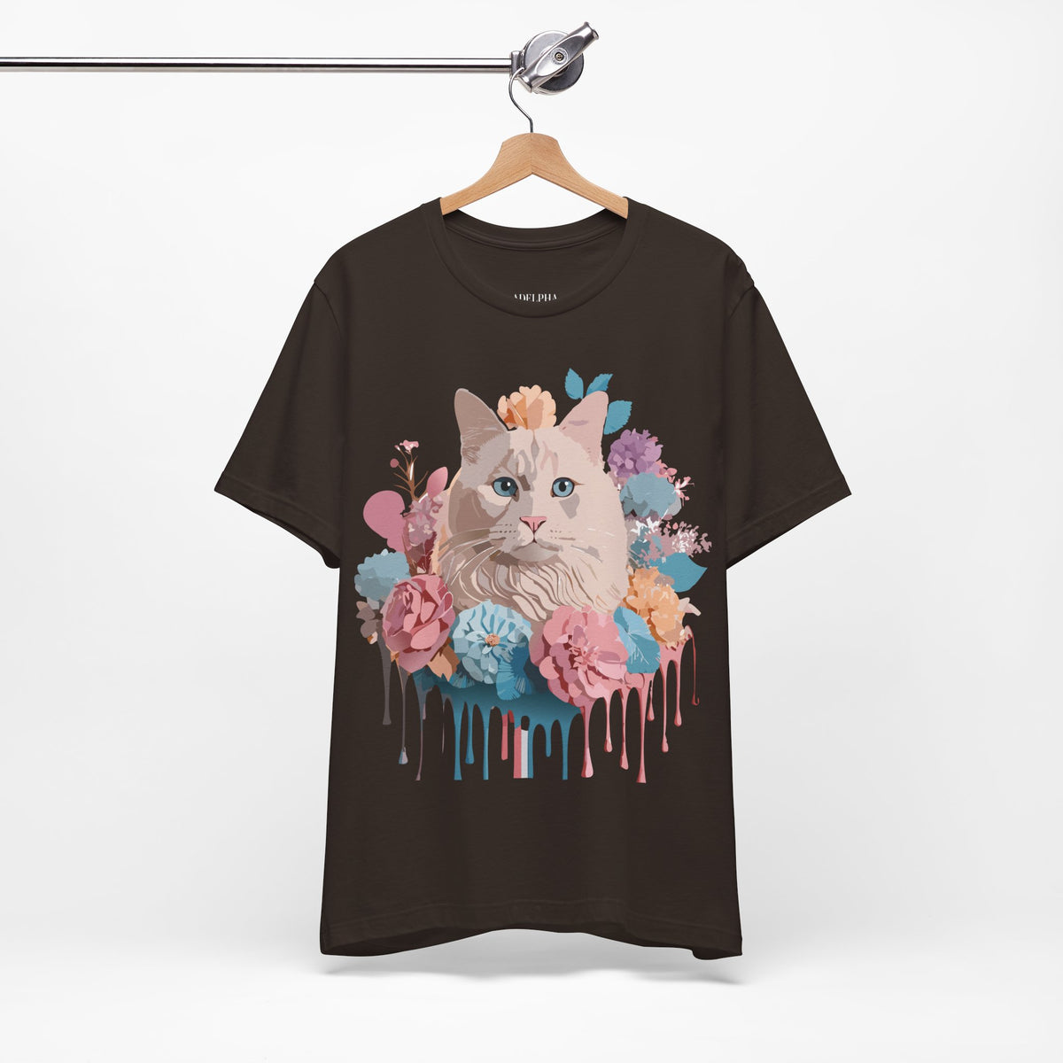 Cat Graphic Unisex Cotton Bella+Canvas Tee with Art Animal Design d02