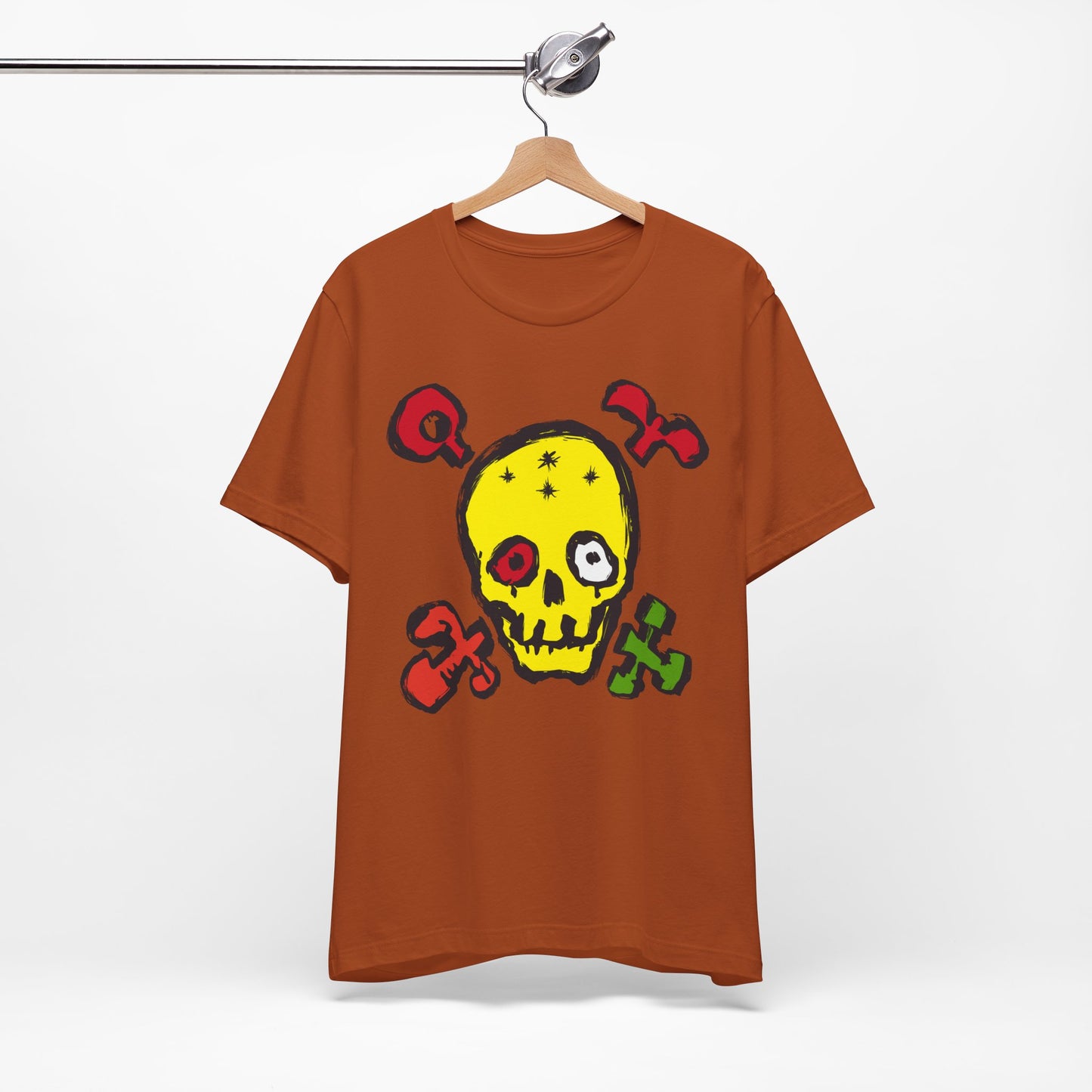 Yellow Skull Graphic Design Tee, Skull Shirt, Vintage Tees, Art Design T-Shirt, Vintage Graphic Tee, Art Shirts with Skulls