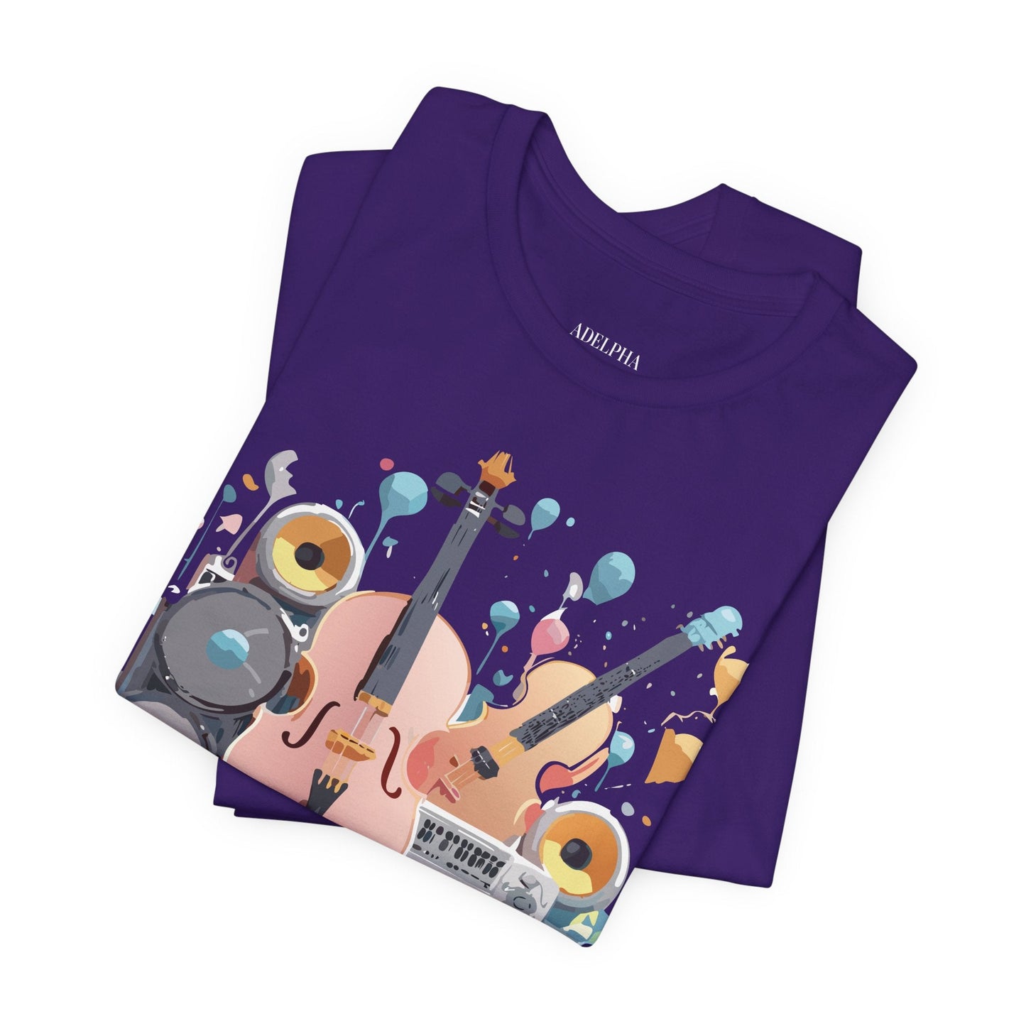 Music Graphic Unisex 100 Cotton Vintage Art with Musical Elements Tee 90