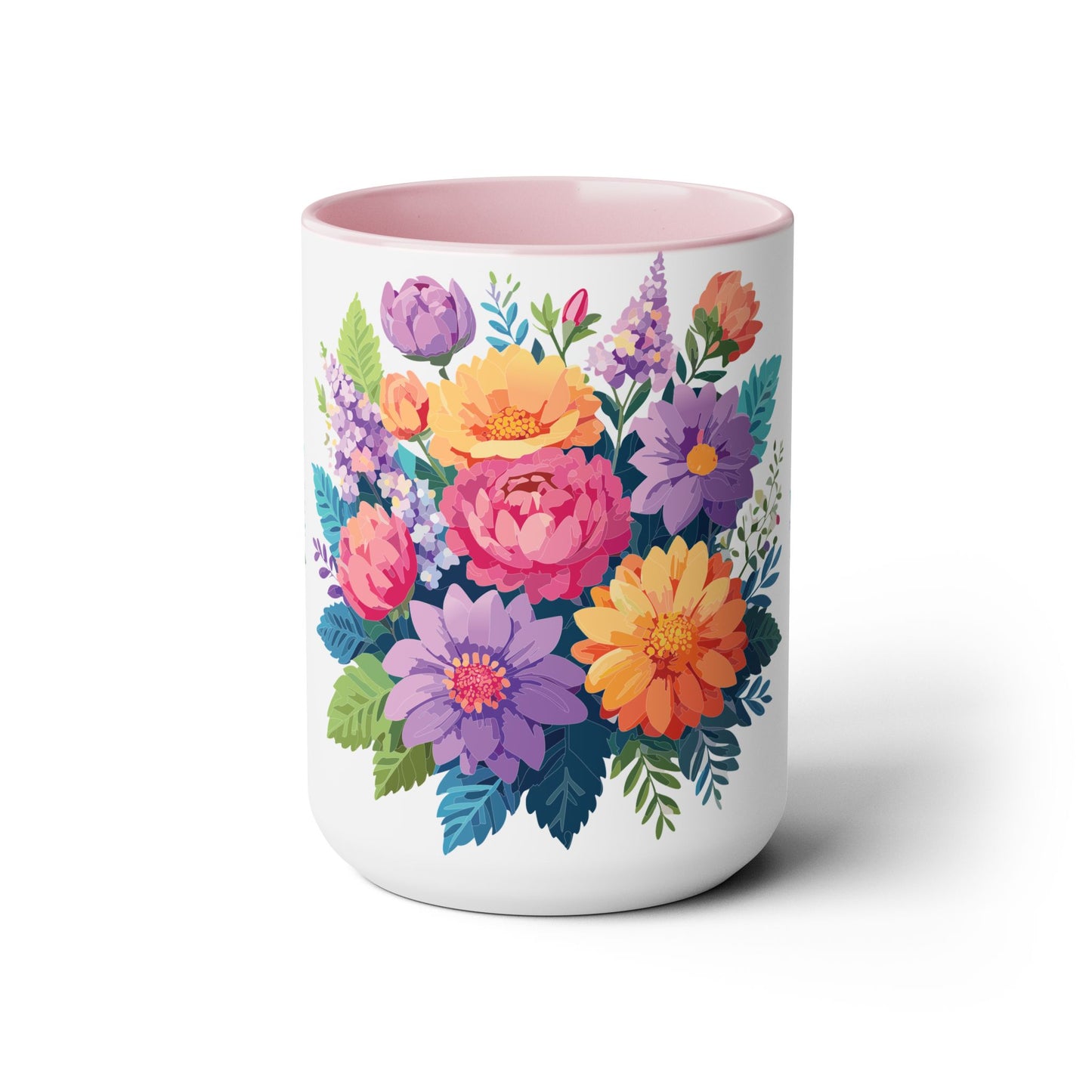 Two-Tone Coffee Mug with flowers