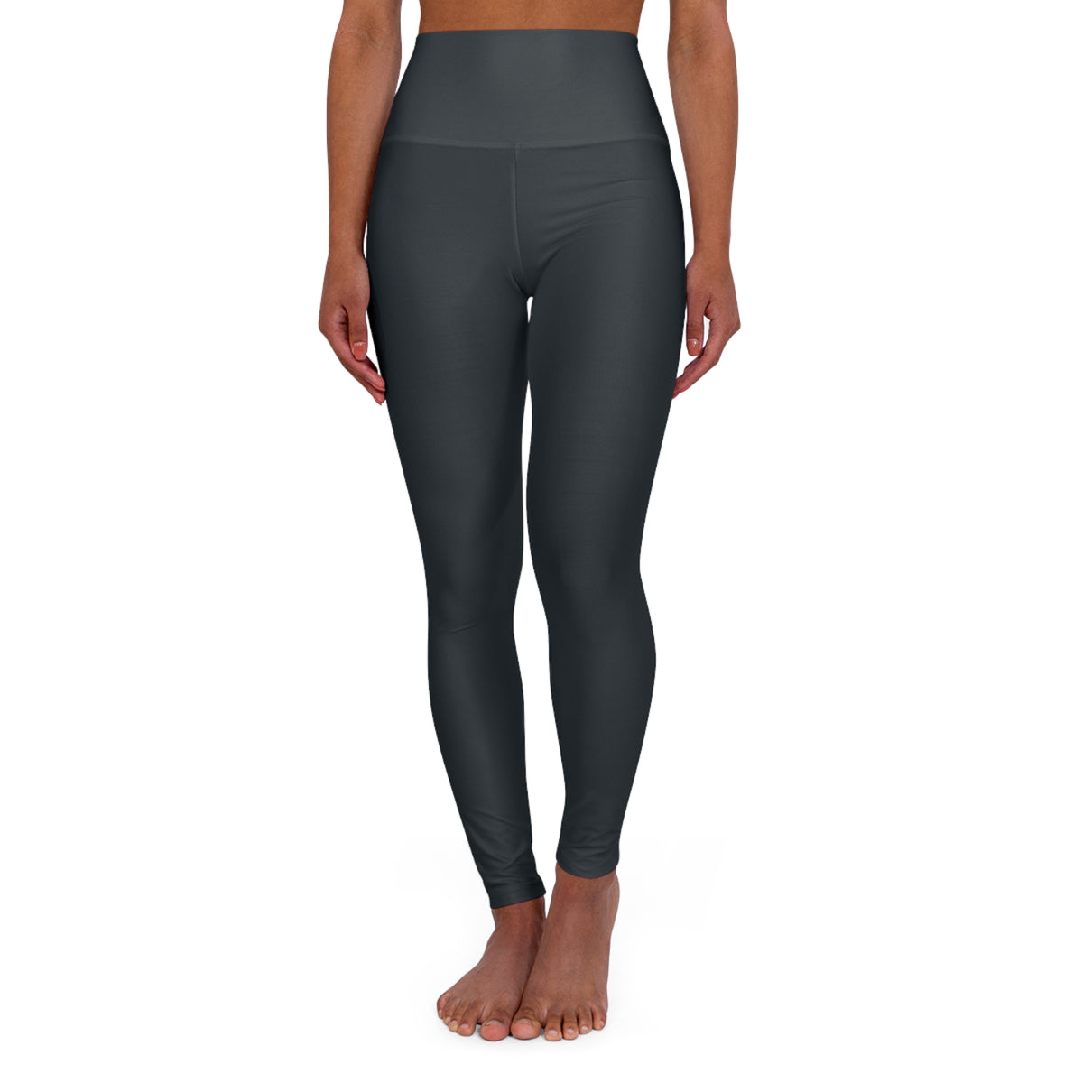Jet Black Color High-Waist Yoga Leggings Women's Seamless Poly-Span Stretchy Performance Pants