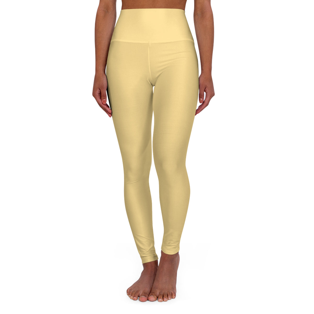 Fog Yellow Color High-Waist Yoga Leggings Women's Seamless Poly-Span Stretchy Pants XS-2XL