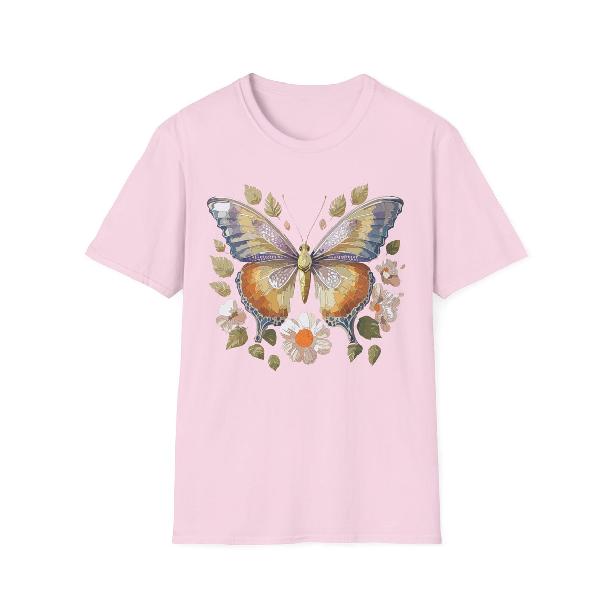 Butterfly Floral Tee — Watercolor Orange & Purple Butterfly Graphic Design Unisex 100 Cotton Gildan T-Shirt