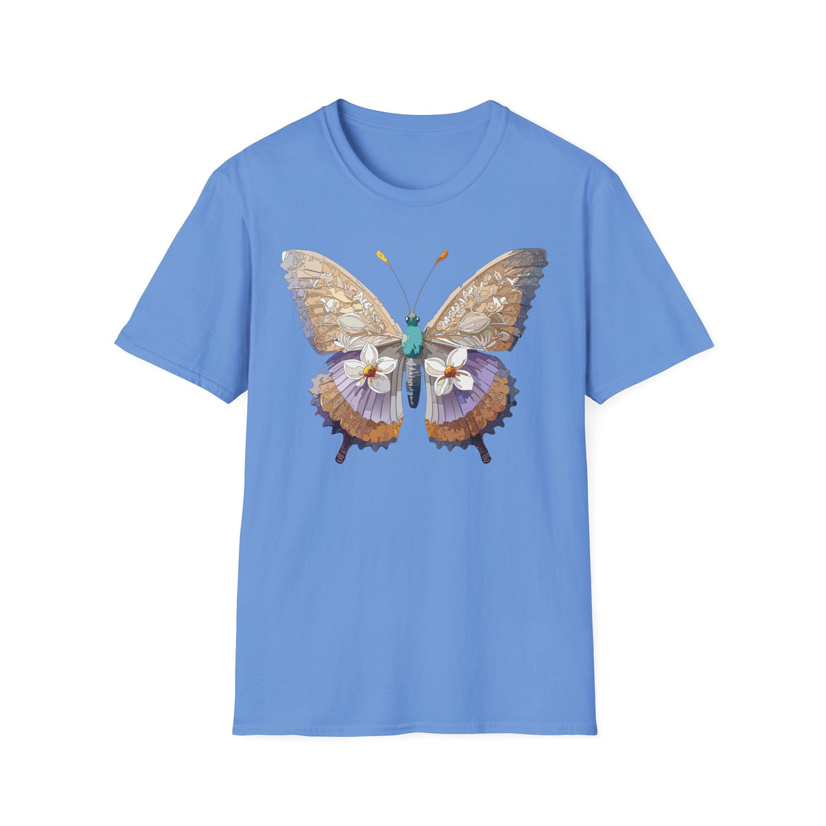 Butterfly Floral Tee — Delicate Botanical Butterfly Graphic Design Unisex 100 Cotton Gildan T-Shirt