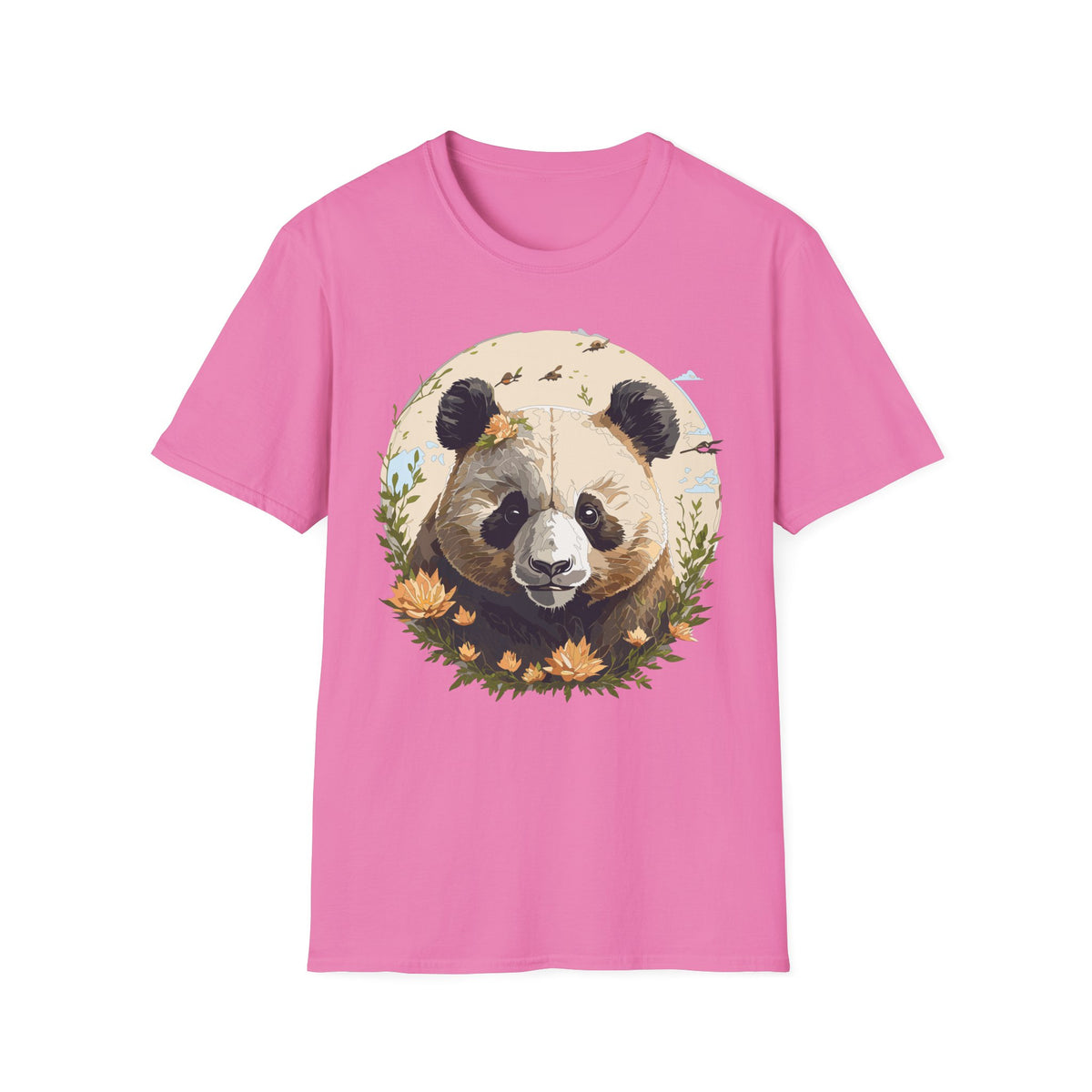 Floral Panda Illustration T-Shirt | Cute Bamboo Bear Graphic Tee