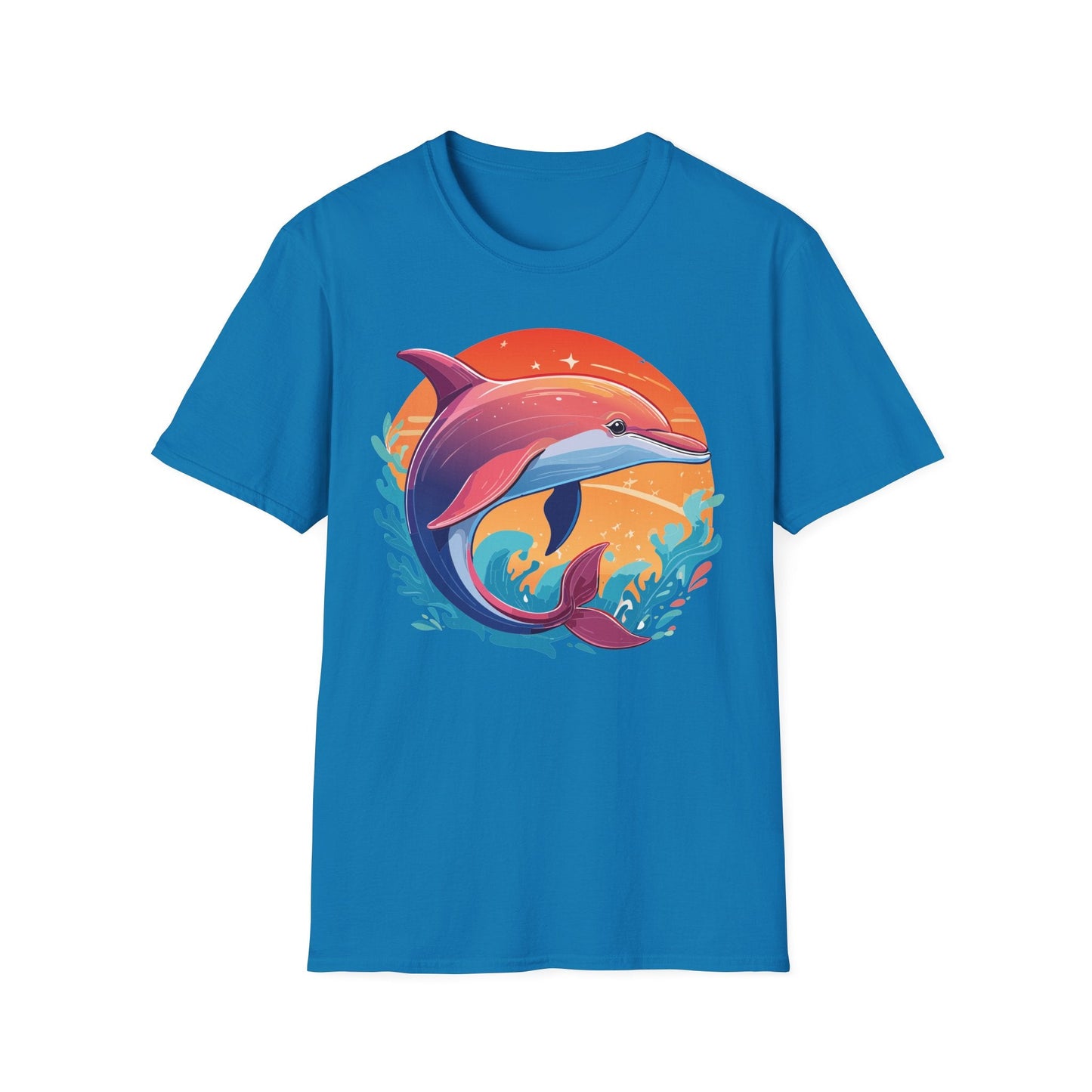 Dolphin Shirt Unisex Tee 100 Percent Ring Spun Cotton Softstyle Gildan 64000 Comfort Fit
