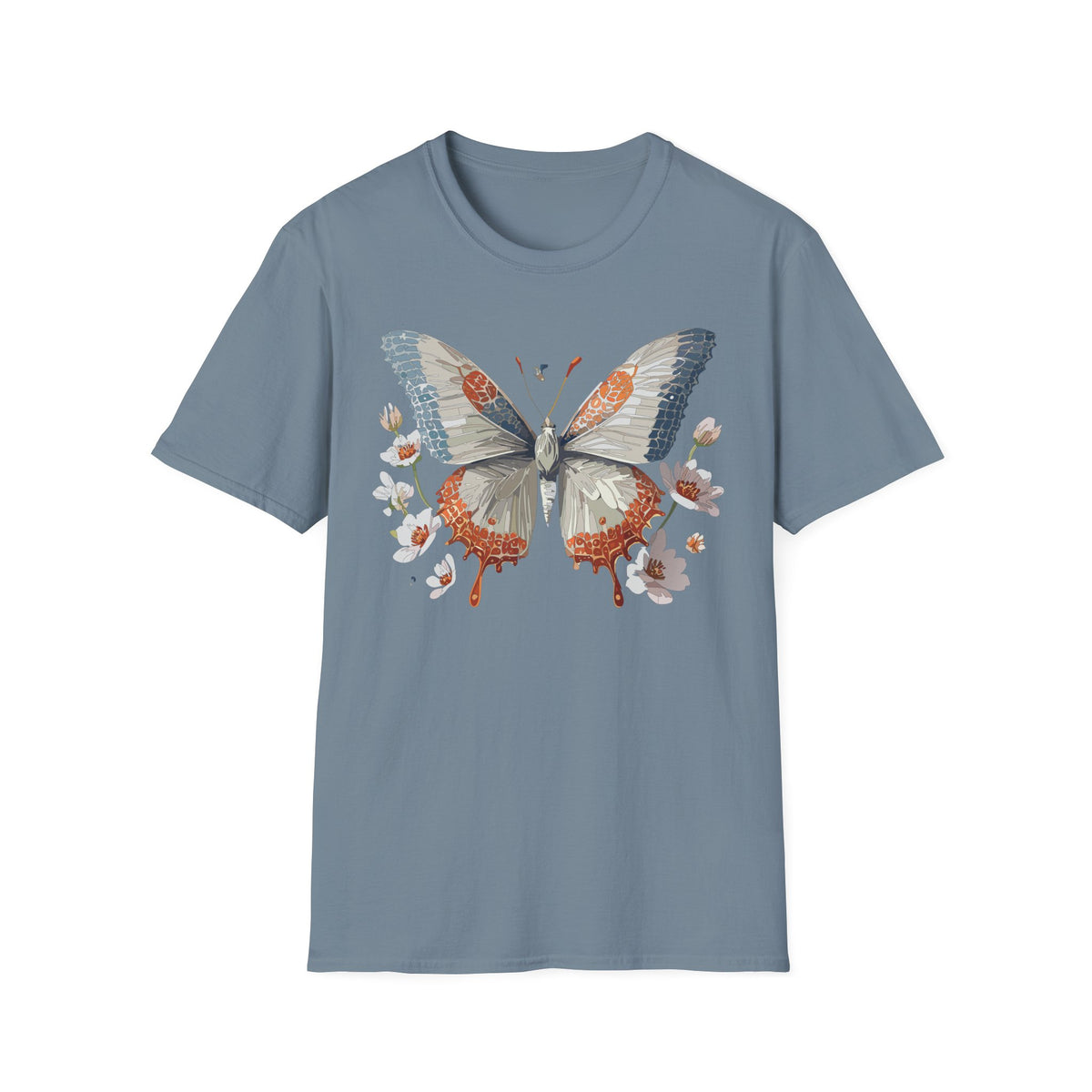 Vintage Botanical Butterfly T-Shirt | Floral Wings Illustration Graphic Tee Unisex 100 Cotton Gildan T-Shirt