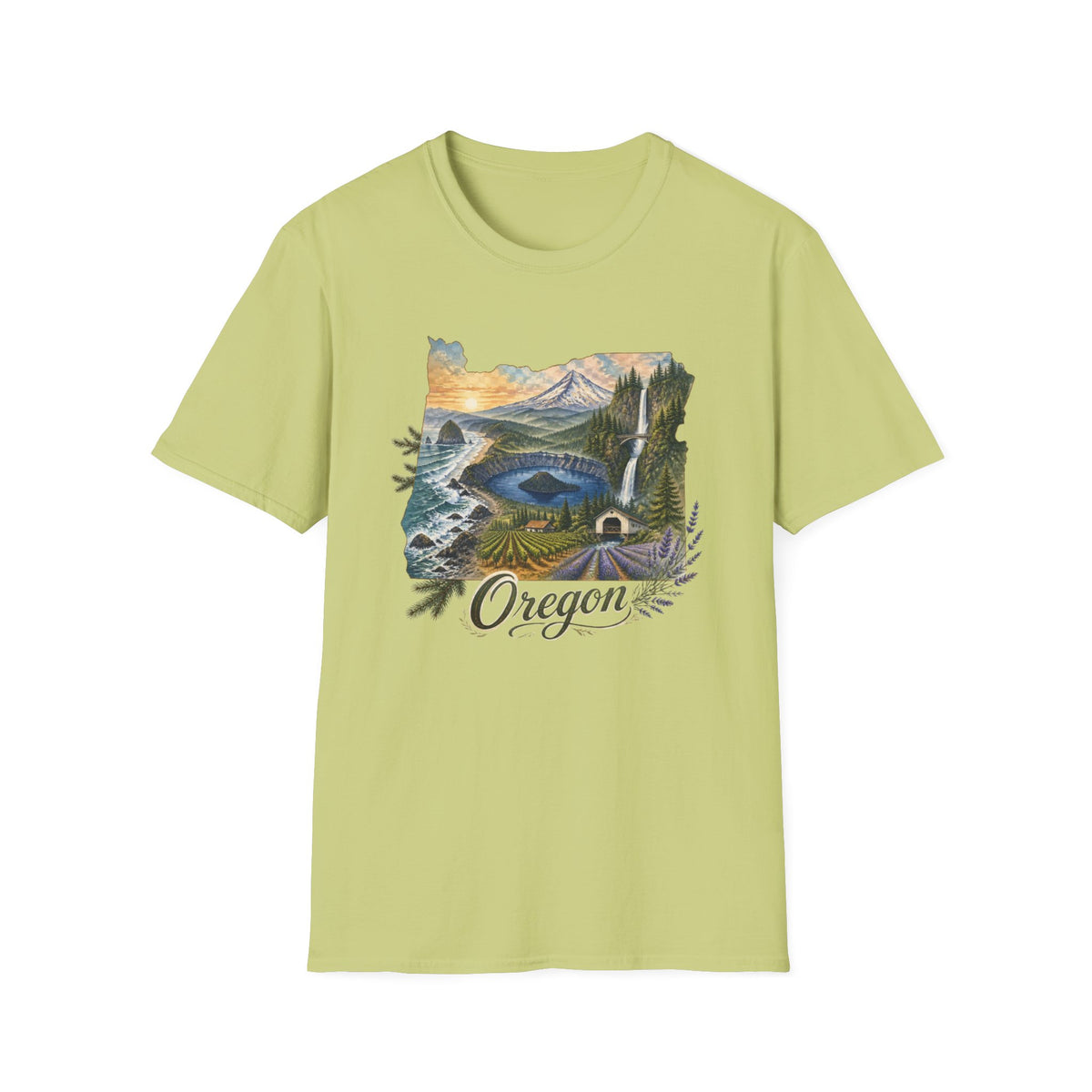 Oregon Crater Lake Mountains Travel Graphic Design Unisex 100 Cotton Gildan T-Shirt