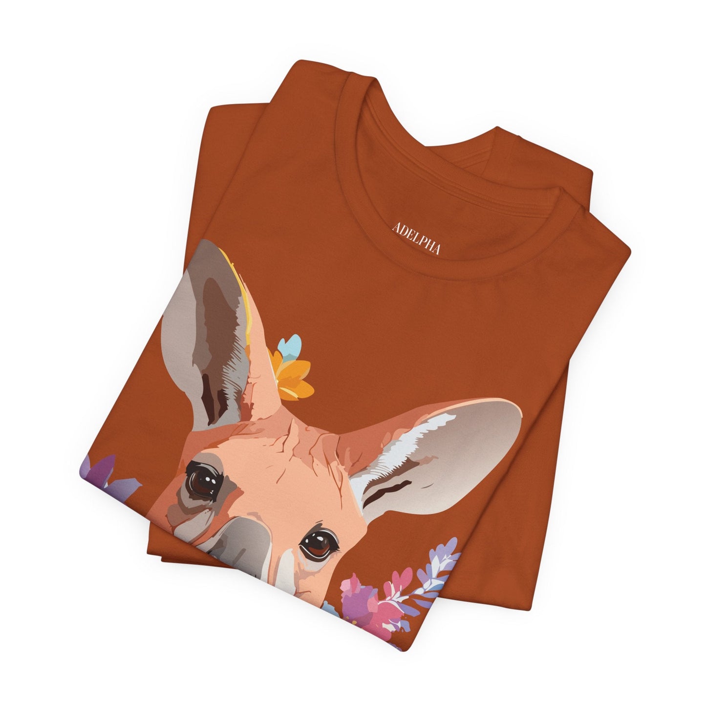 Adelpha Unisex Graphic Tee Kangaroo Art Design Short Sleeve Shirt Premium Vintage Inspired Comfort