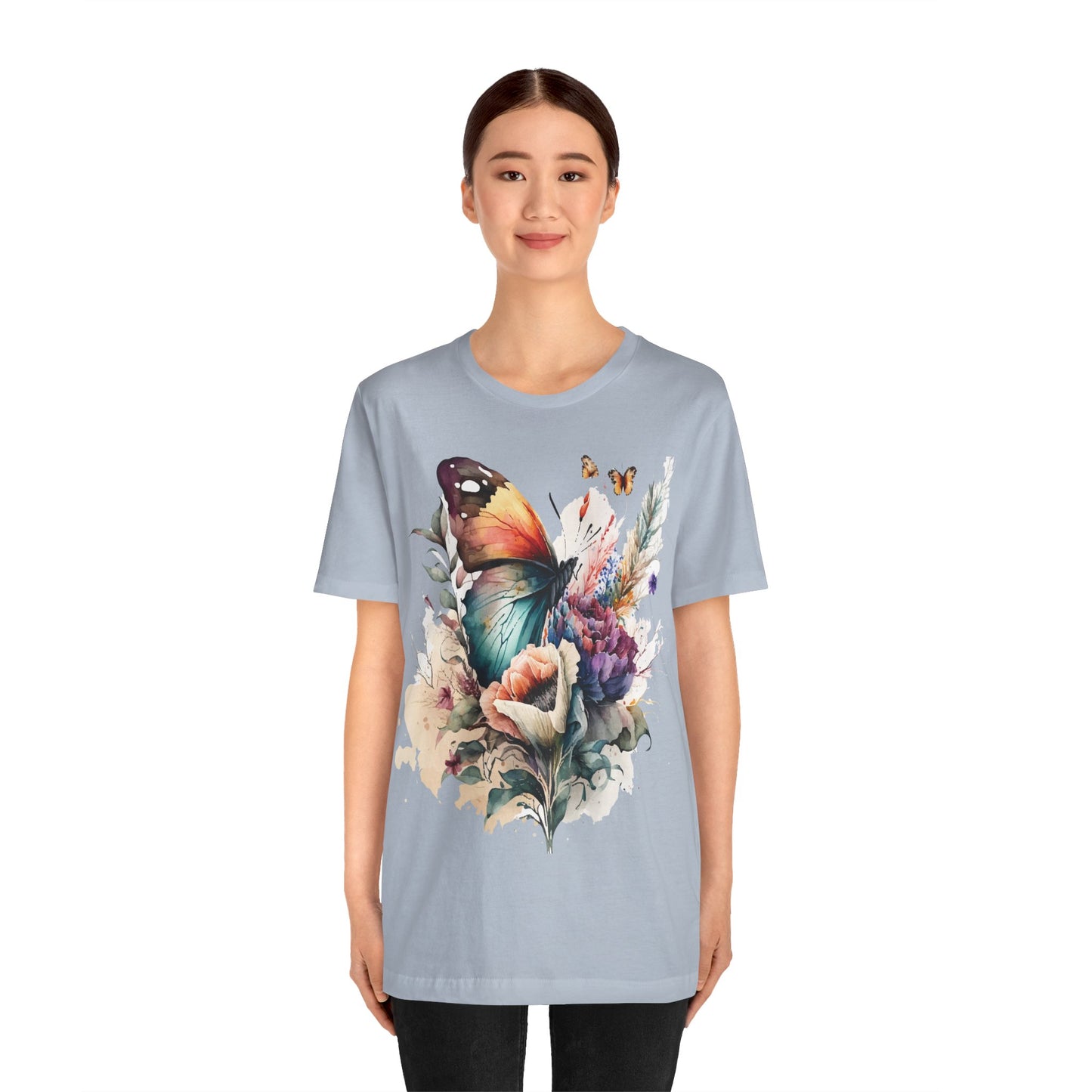 Cotton Tee Shirt with Butterfly Prints