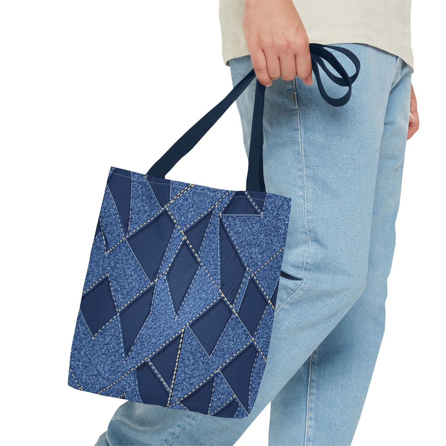 Denim Fabric Imitation Print Unisex Canvas Bag Poly Spun 3 Sizes Tote Bag 103