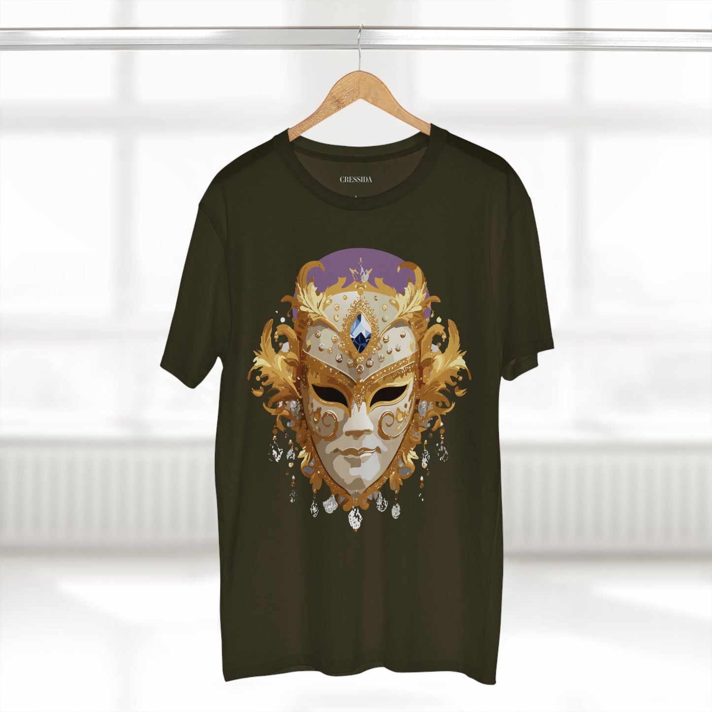 Carnival Mask Graphic T-Shirt Unisex 100 Cotton With Antique Gold Art Design Tee 18