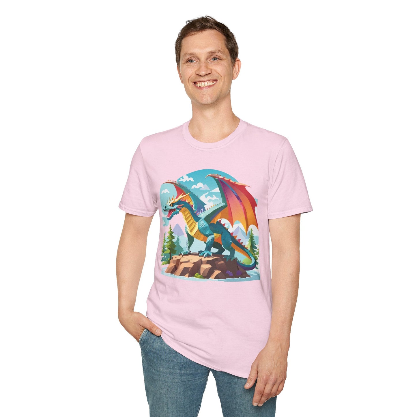 Dragon Graphic Unisex Cotton Softstyle Art Design Tee With Animals 23
