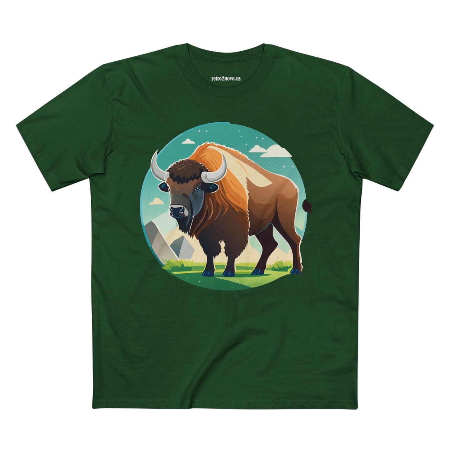 Bison Shirt Unisex Premium Cotton Tee With Original Art Design From Retro2Nova Animals Collection Exclusive Art Series