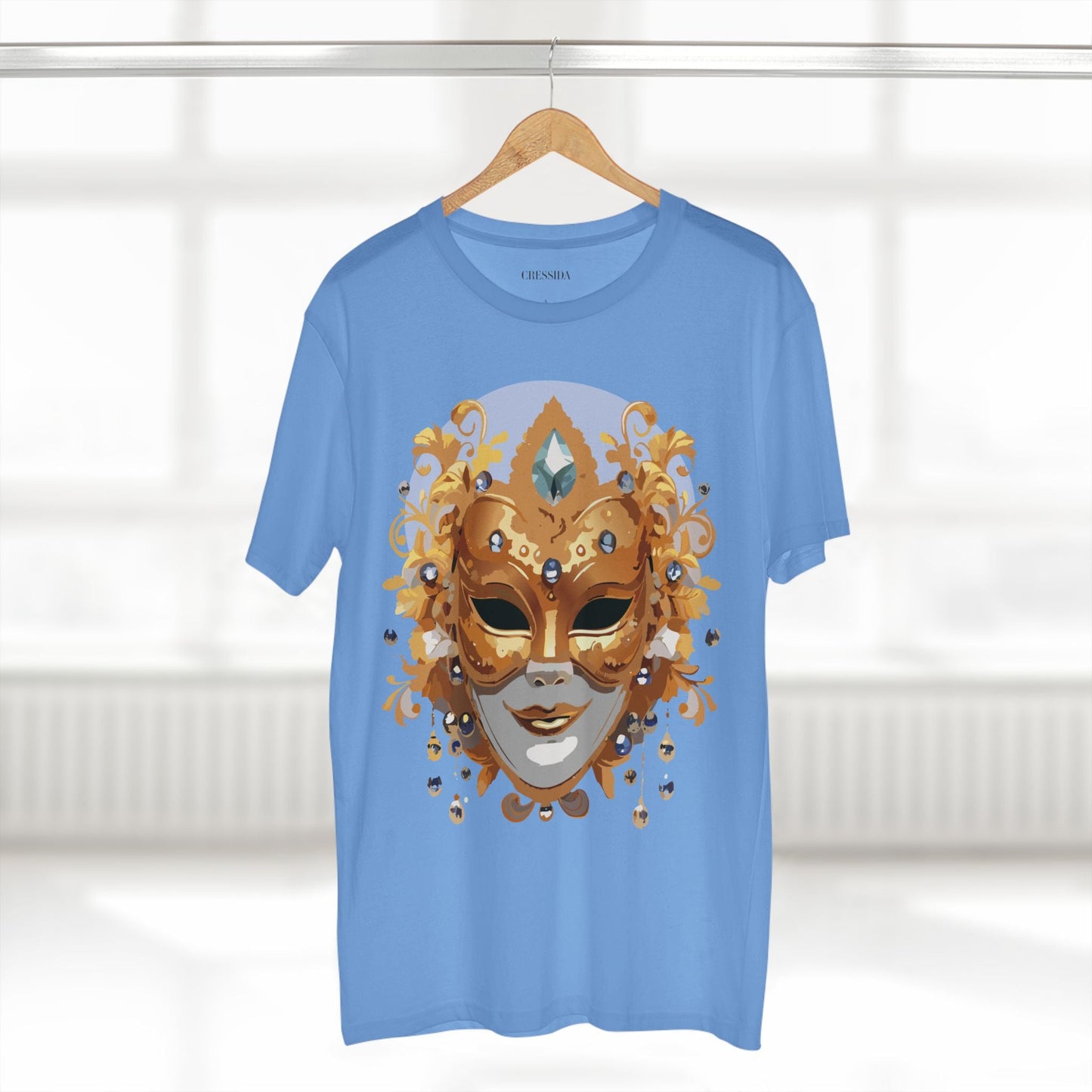 Carnival Mask Graphic T-Shirt Unisex 100 Cotton With Antique Gold Art Design Tee 1