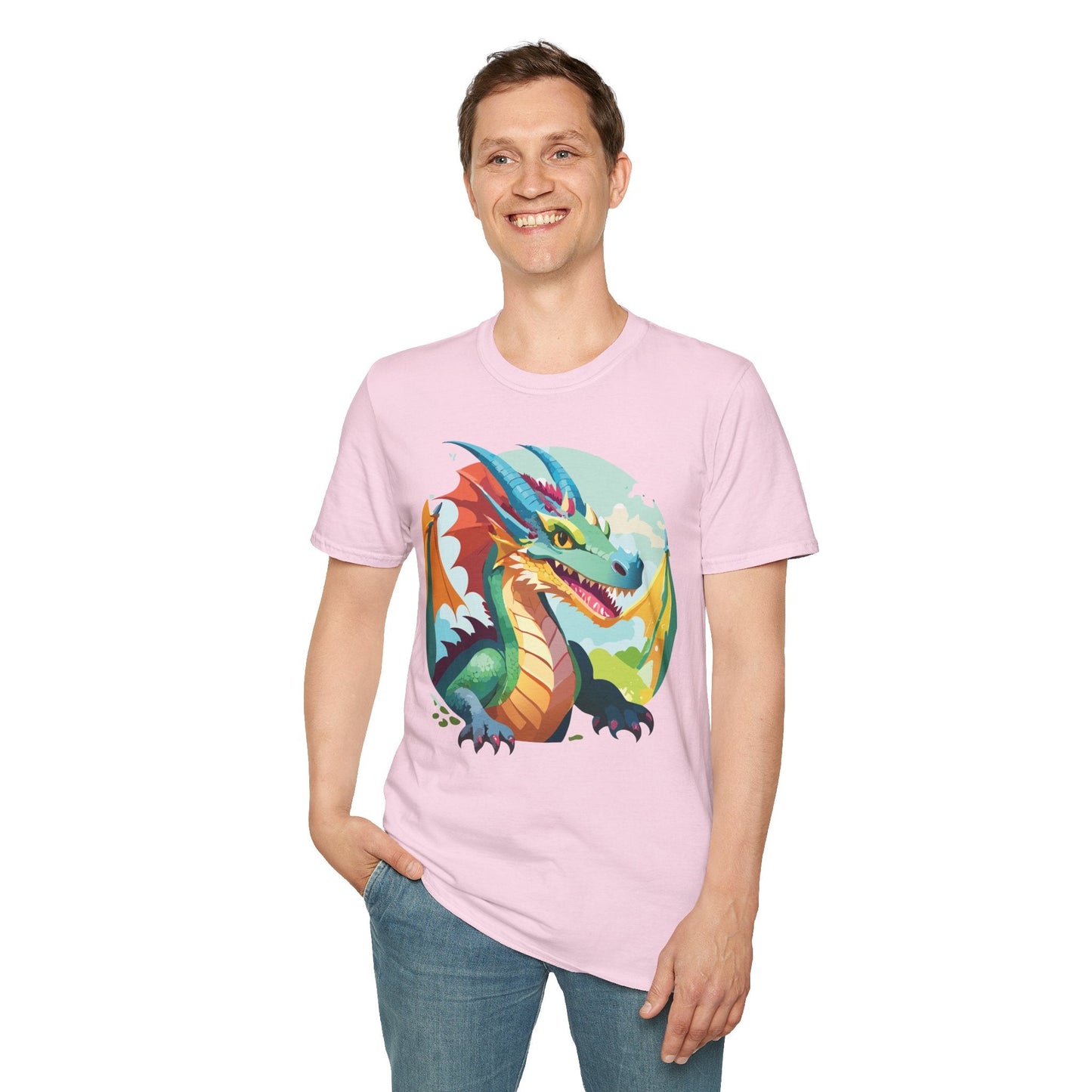 Dragon Graphic Unisex Cotton Softstyle Art Design Tee With Animals 19