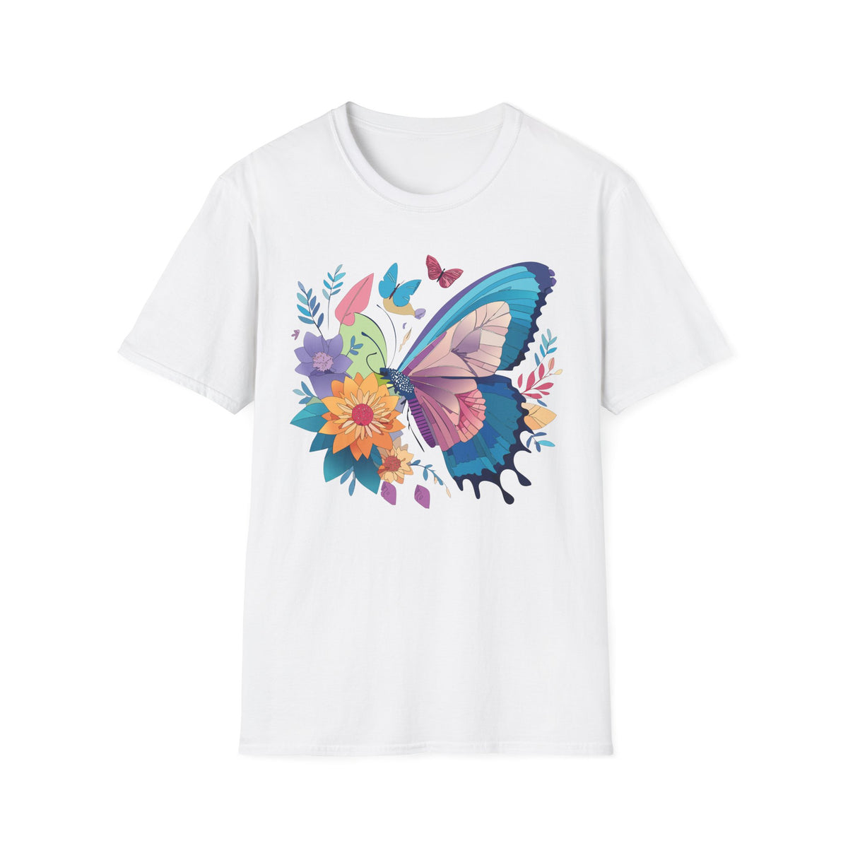 Watercolor Butterfly Floral Graphic Design Unisex 100 Cotton Gildan T-Shirt