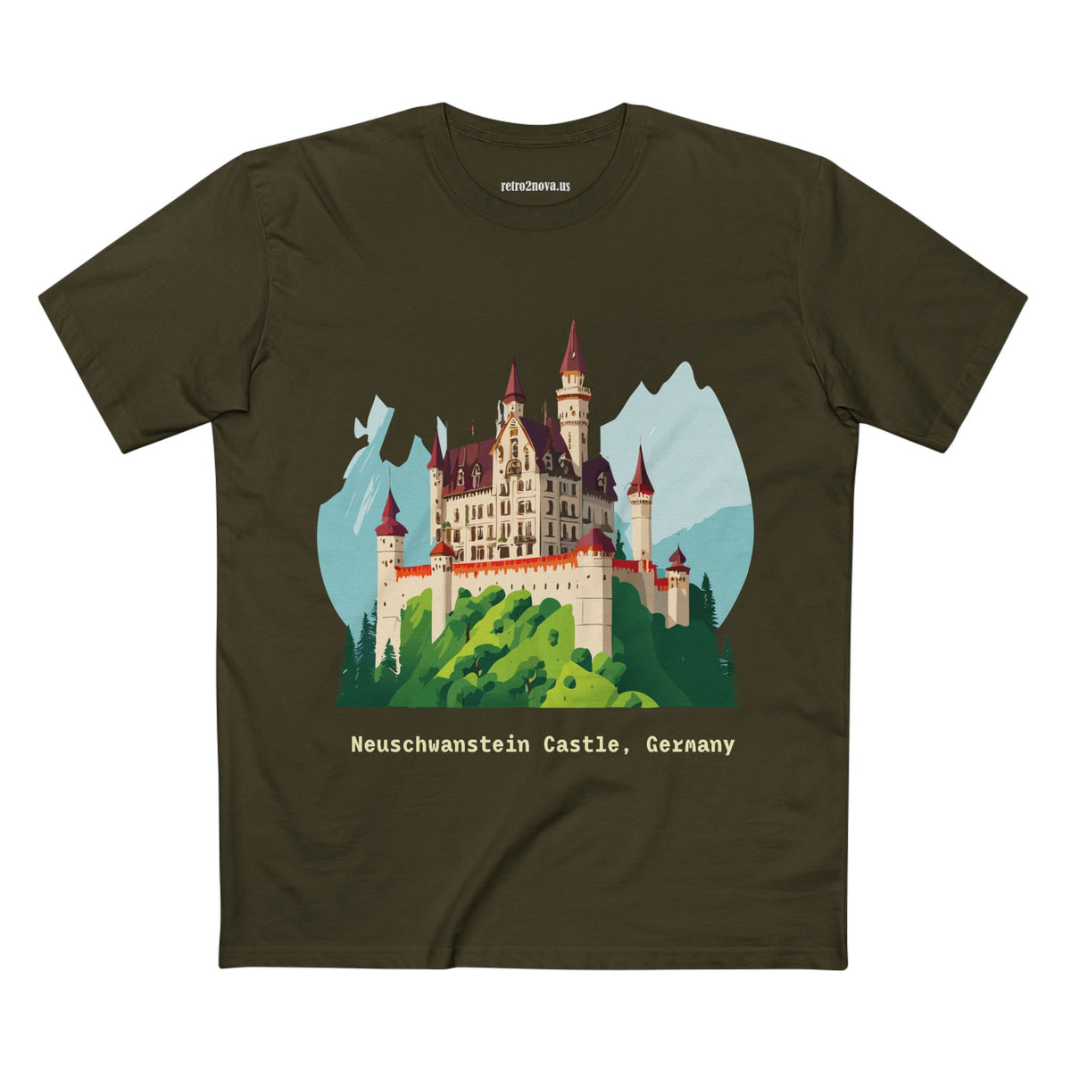 Neuschwanstein Castle Illustration T-Shirt | Germany Travel Souvenir