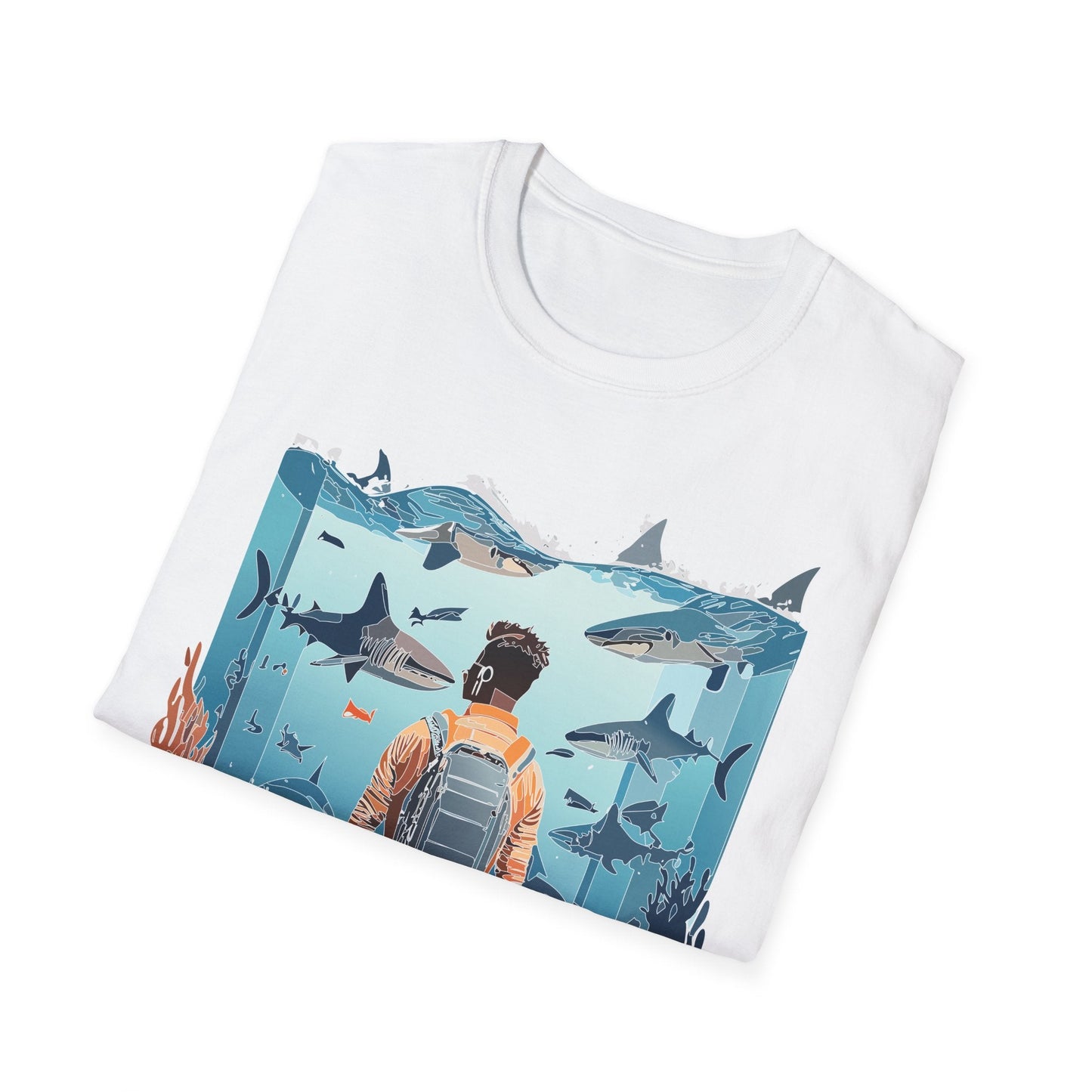 Ocean Themed Unisex Short Sleeve Tee Gildan Softstyle 64000 Ocean Inspired Art Design