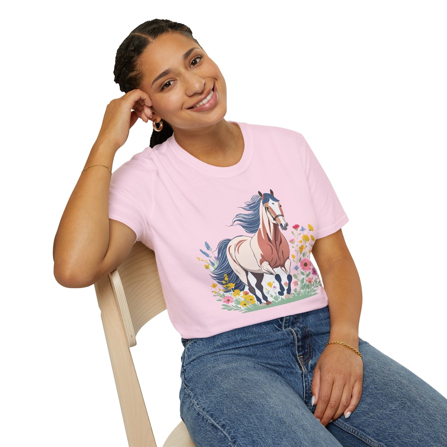 Unisex Horse Tee Softstyle Cotton Shirt With Animals Design Graphic