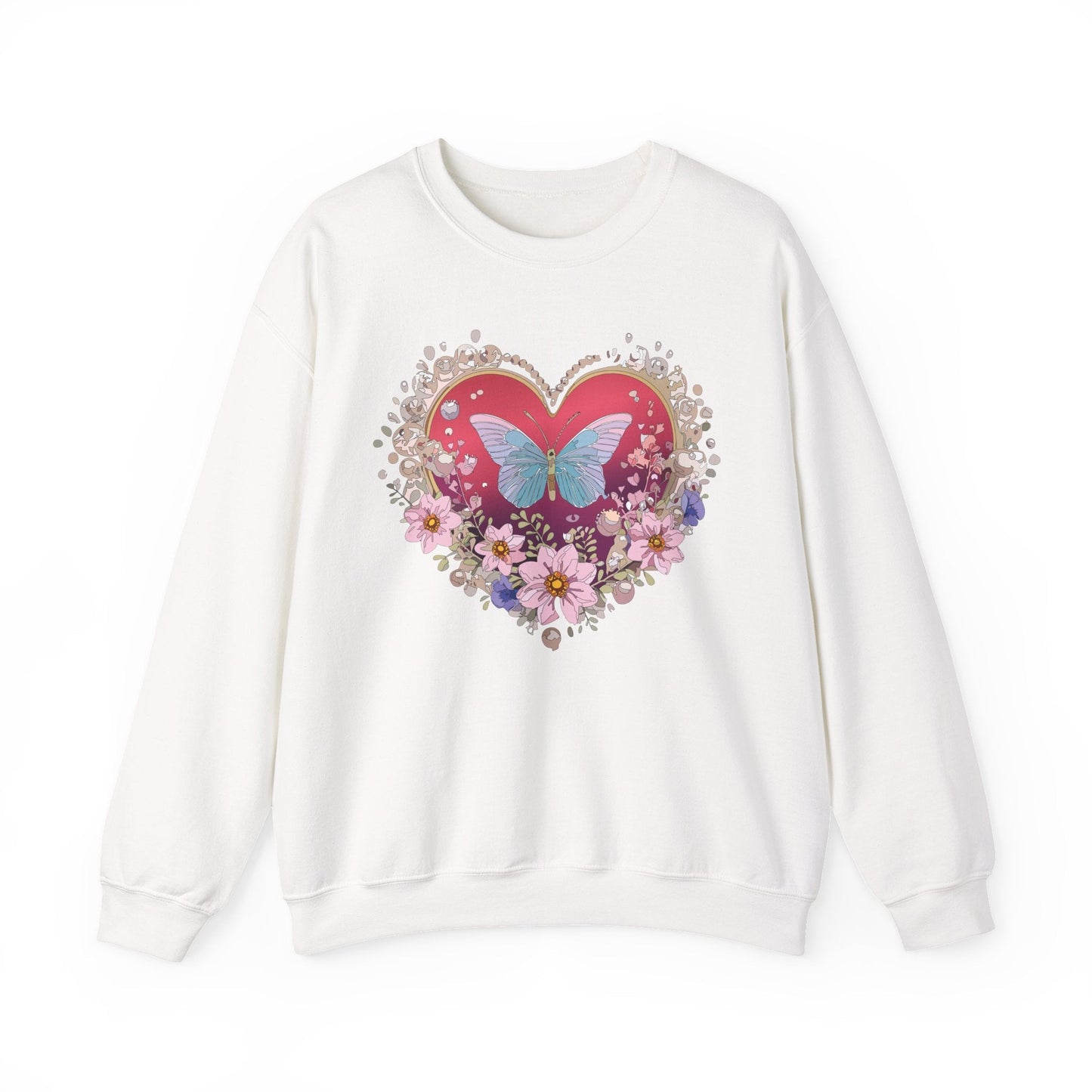 Floral Heart Sweatshirt For Valentines Day Unisex Floral Love Crewneck Sweatshirt