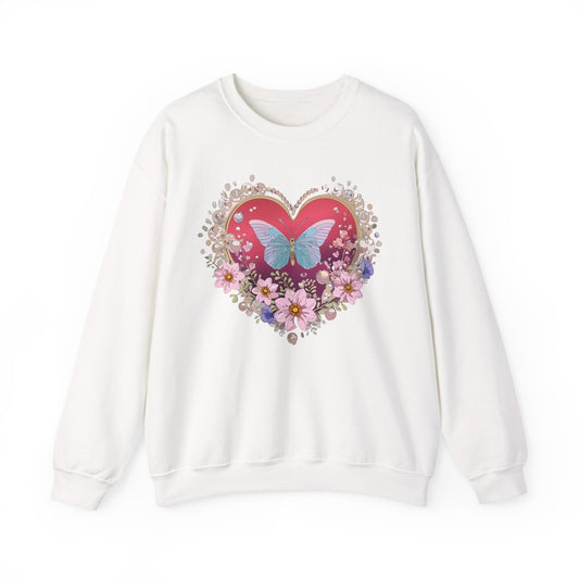 Floral Heart Sweatshirt For Valentines Day Unisex Floral Love Crewneck Sweatshirt