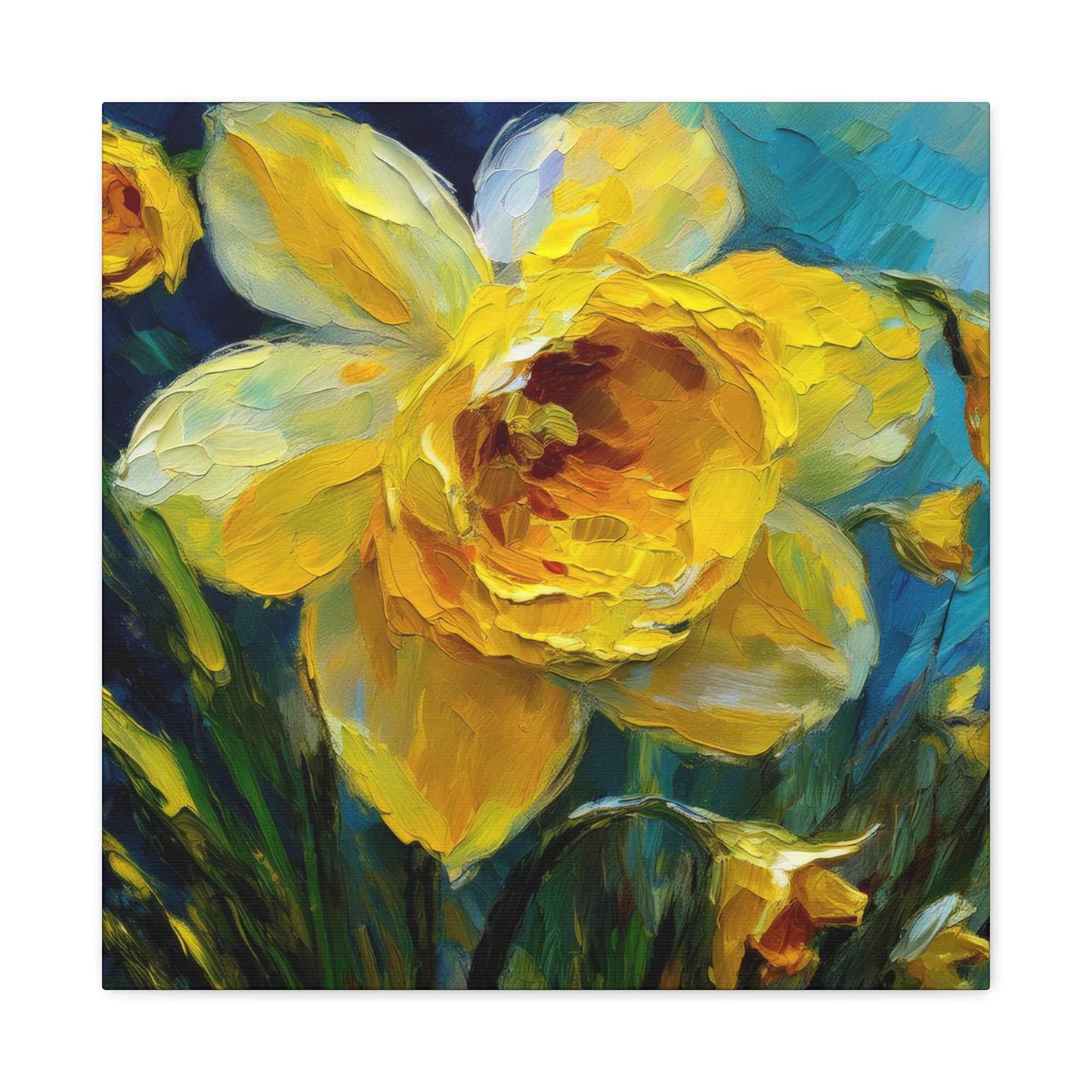 Narcissus Print Canvas, Floral Oil Paint Print 20x20, 24x24, 30x30, 32x32, 36x36 Art Design Pine-Wood Inner Frame MC-179