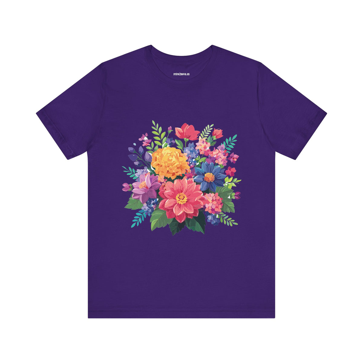 Floral Graphic Unisex Cotton Bella+Canvas Tee with Flowers Design ab17