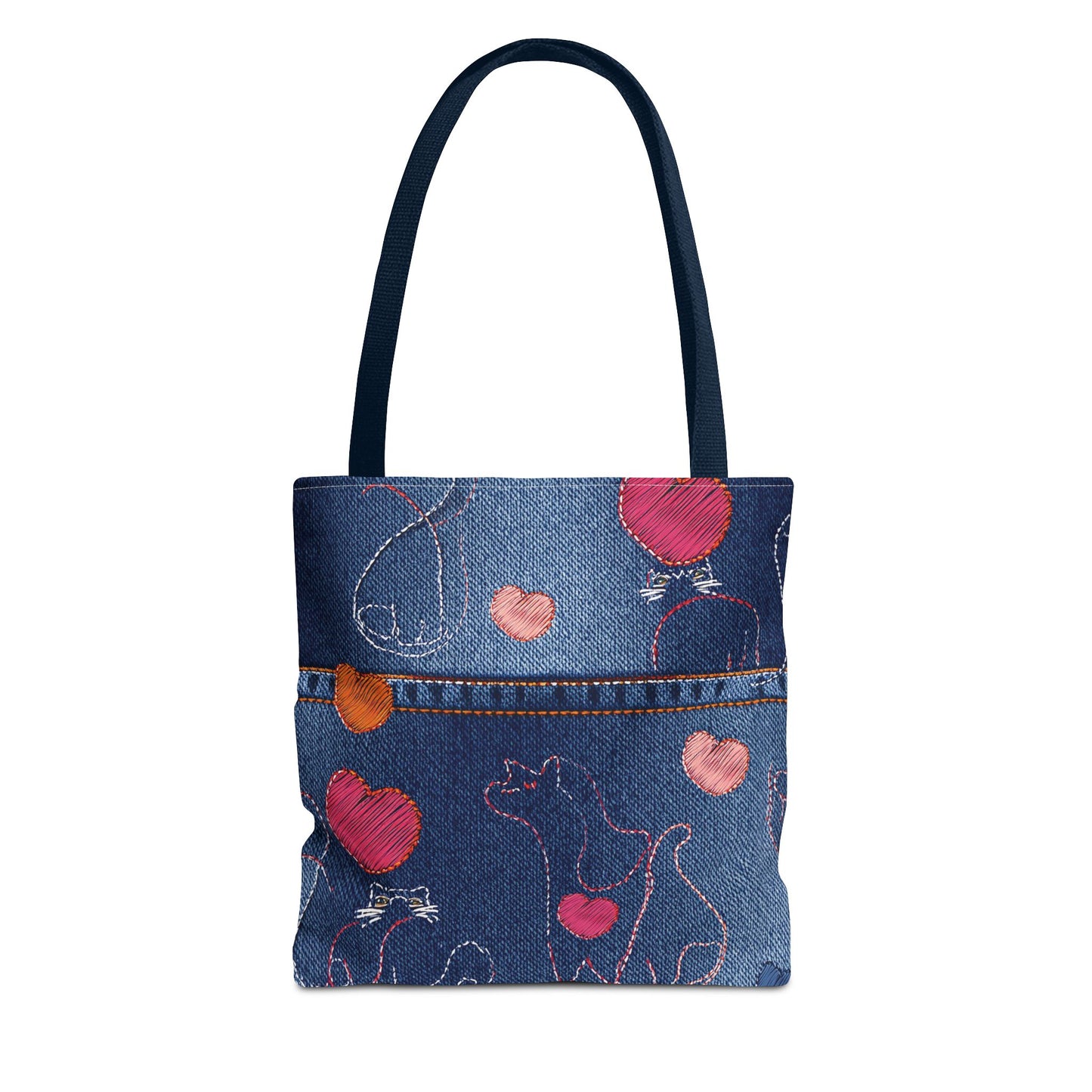Love Day Graphic Design Denim Fabric Imitation Print Unisex Canvas Bag POLY 3 Sizes Tote Bag 201-18
