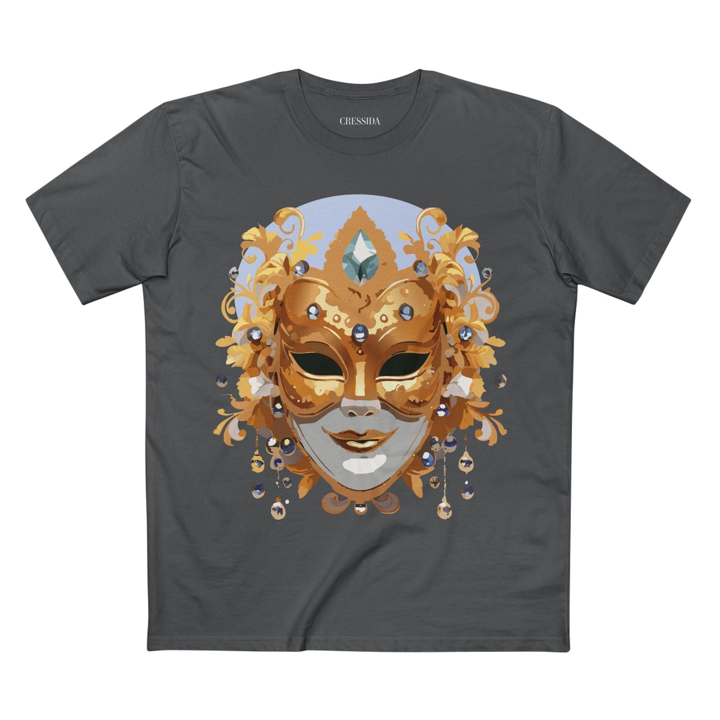 Carnival Mask Graphic T-Shirt Unisex 100 Cotton With Antique Gold Art Design Tee 1