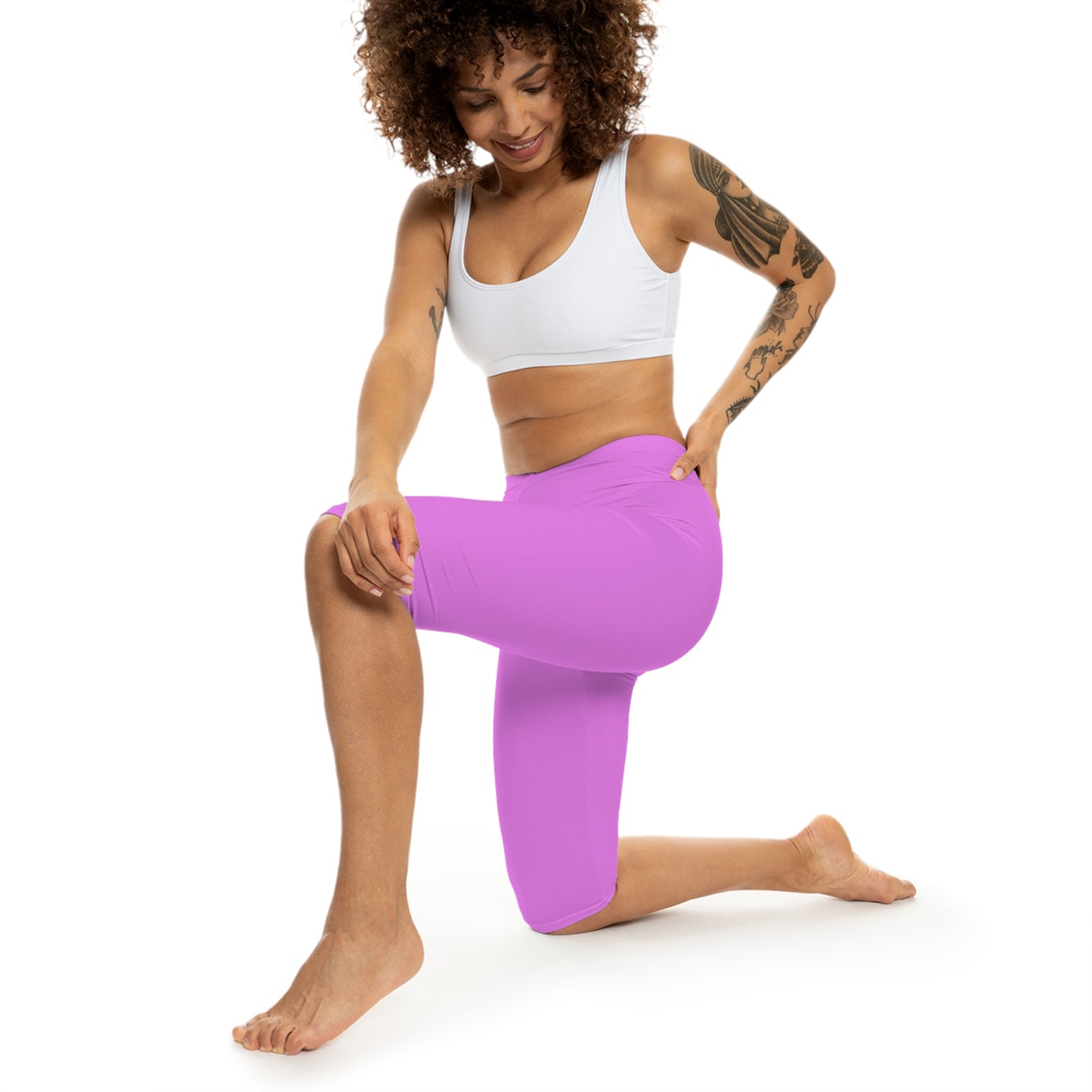 Violet Color Women's Brushed Suede Poly Span Casual Capri Leggings XS-2XL