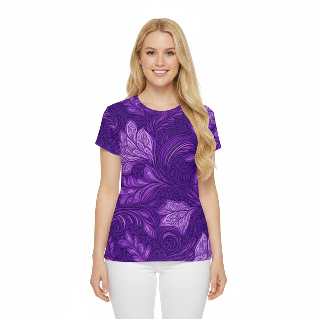 Women Poly Span T-Shirt with Floral Print